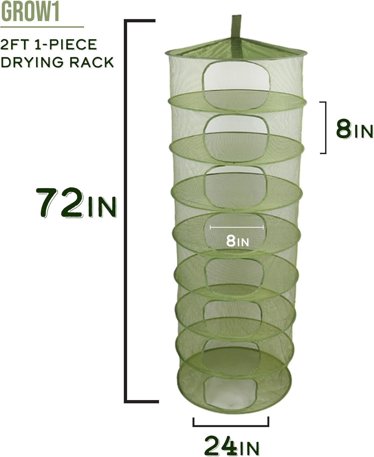 Grow1 2ft Drying Rack 1-Piece Collapsible Mesh Herb and Flower Hanging Dryer with Carrying Case for Even Airflow and Secure Harvest Storage