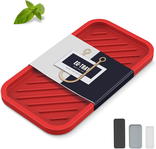 EG-SIPRO Silicone Sponge Holder, Large 10" Kitchen Sink Organizer Tray, Sponge Caddy for Bathroom Counter, Dish Soap for Scrubber, Soap Dispenser, Scouring Pad