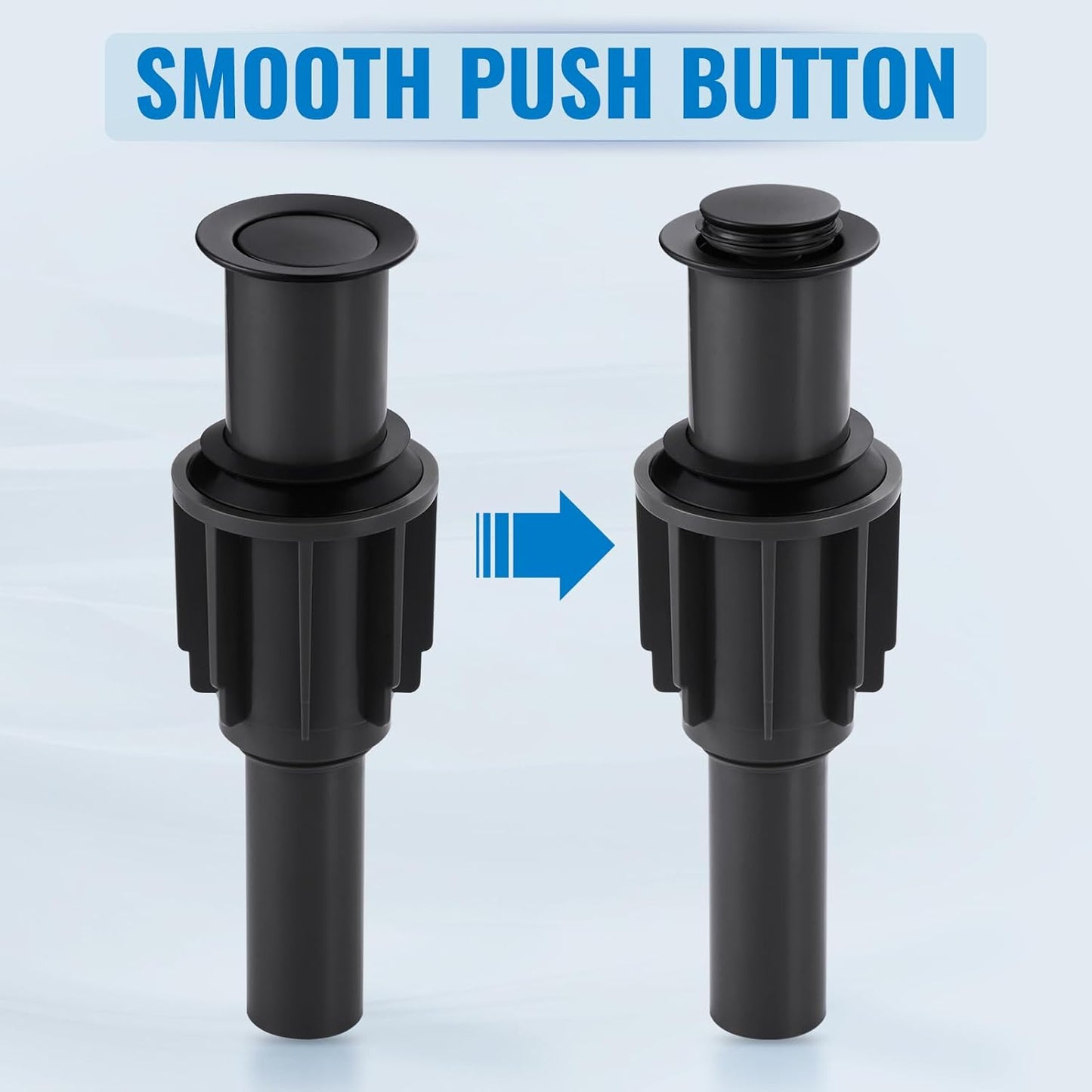 ALEASHA Pop Up Sink Drain Without Overflow, Bathroom Sink Drain Vessel Sink Stopper Pop Up Sink Drain Stopper, Pop Up Drain for Bathroom Sink Drain Strainer for Hair Catcher, Matte Black