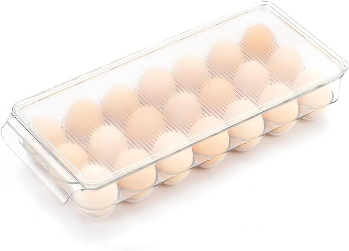 cutesun Egg Holder for Fridge, egg organizer for refrigerator, Egg Tray for Refrigerator with Lid, Plastic Container for Refrigerator Bins Holds 21 Eggs (1 Pack, 21)
