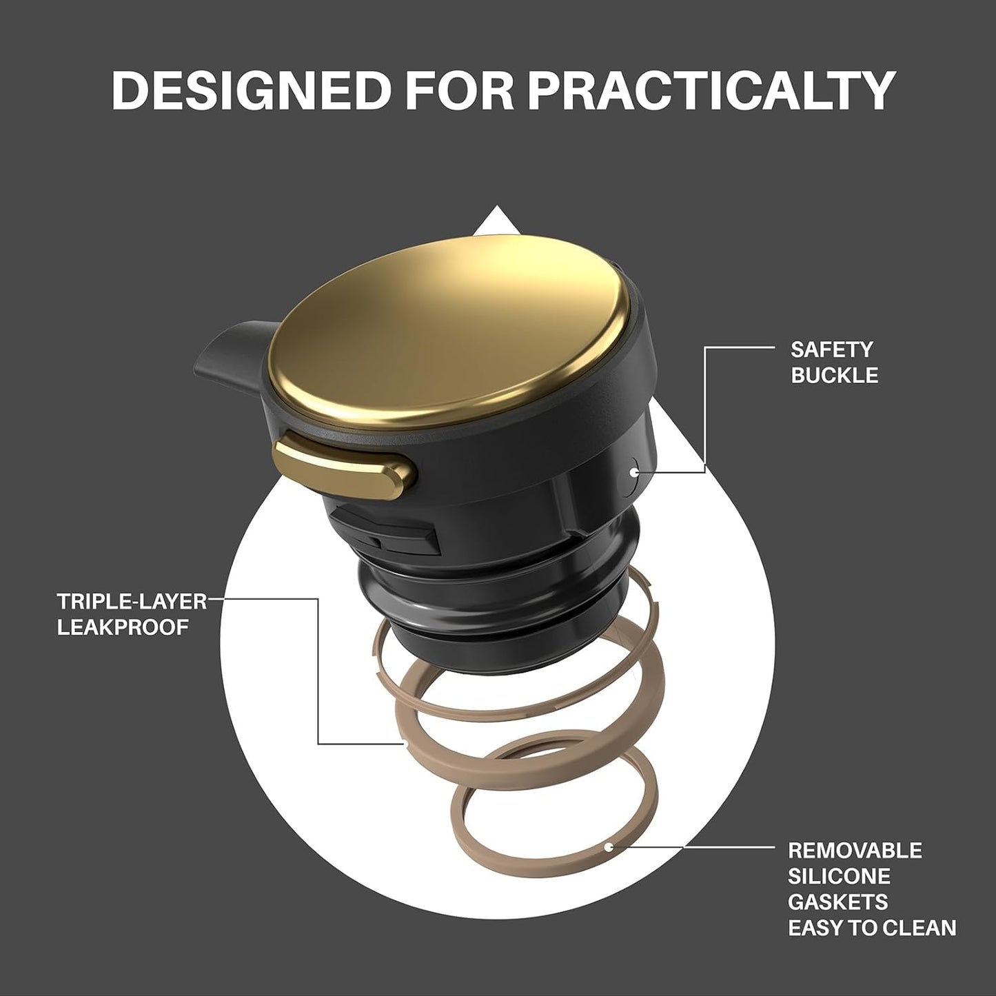 IDEUS Thermal Coffee Carafe 68oz (2,000ml), Stainless Steel Double Wall Insulated Vacuum Flask, Water Jug Coffee Server and Beverage Dispenser, Heat and Cold Retention (Black-Gold, 68oz (2,000ml))