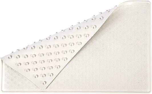 Bathtub Mat Non Slip, Bath Mat for Tub 22.4 x 14 Inches, Shower Mats with Suction Cups, Rubber Shower Stall Mats for Elderly & Kids, Cream White