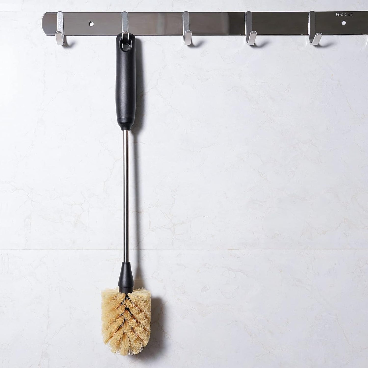 Water Bottle Cleaning Brush with 2 Replaceable Heads, Compatible with Sport Bottles, Tumblers, Mugs, Wine Decanters, Glassware, Round, 1 Pack (13 in)