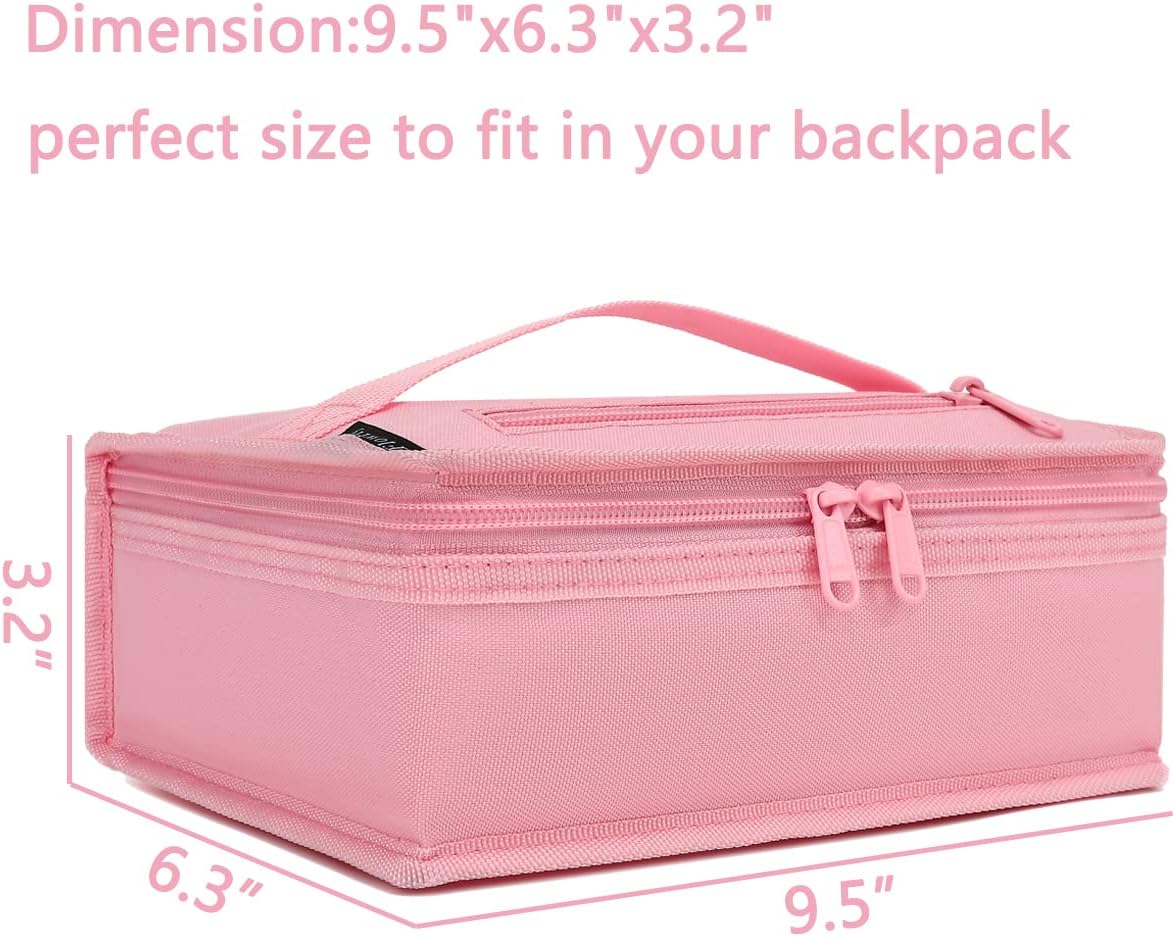 FlowFly Small Insulated Lunch box Portable Soft Bag Mini Cooler Thermal Meal Tote Kit with Handle for Work & School, Pink