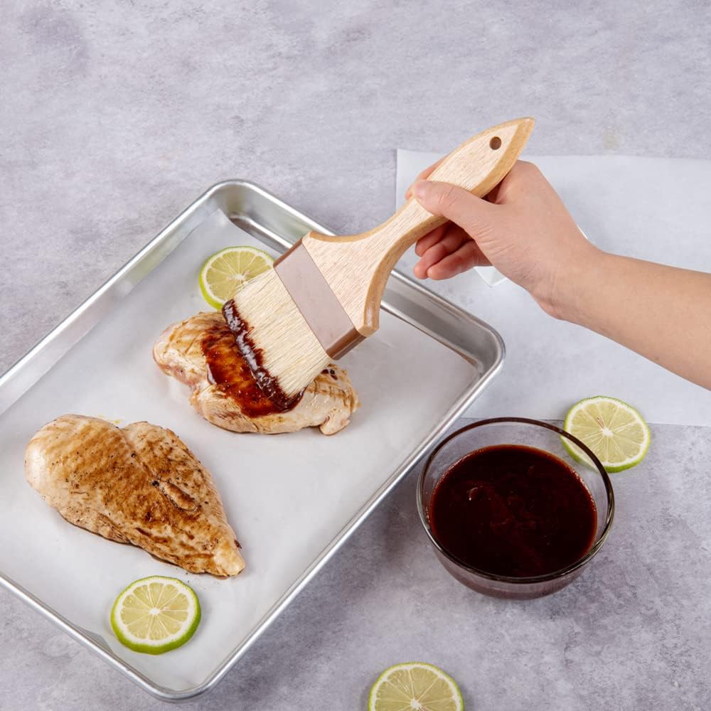 Restaurantware Pastry Tek 3 Inch Wide Buttering Brush 1 Boar Bristle Pastry Brush - Hardwood Handle Built-In Hanging Hole Wood Basting Brush Sturdy Ferrule For Glazing And Basting