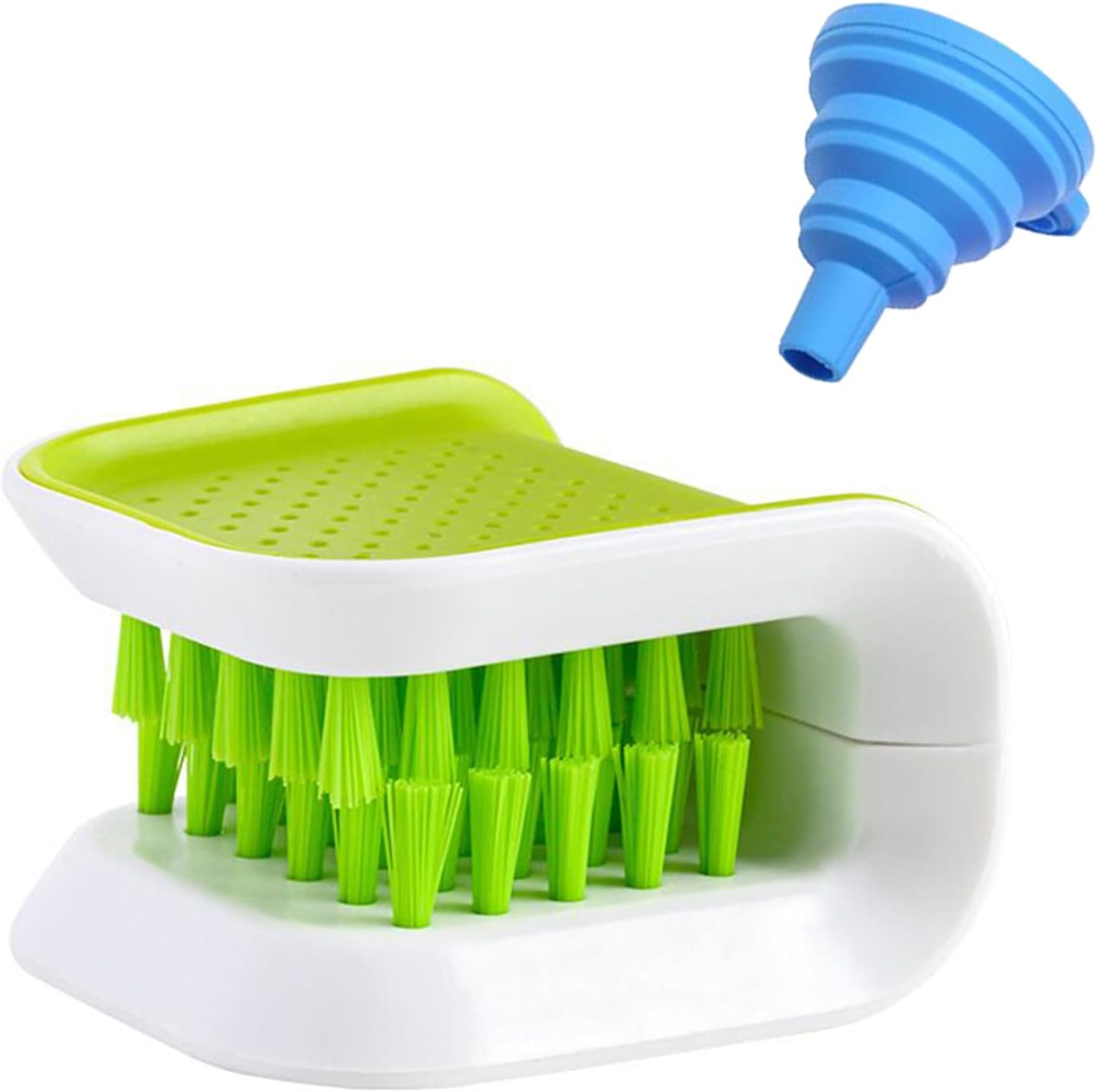 Blade Cleaner Kitchen Washing Brush Chopsticks Cutlery Cleaning Brush Double-Sided Scrubber Multifunctional Knife Sponge 1 PC with Silicone Funnel