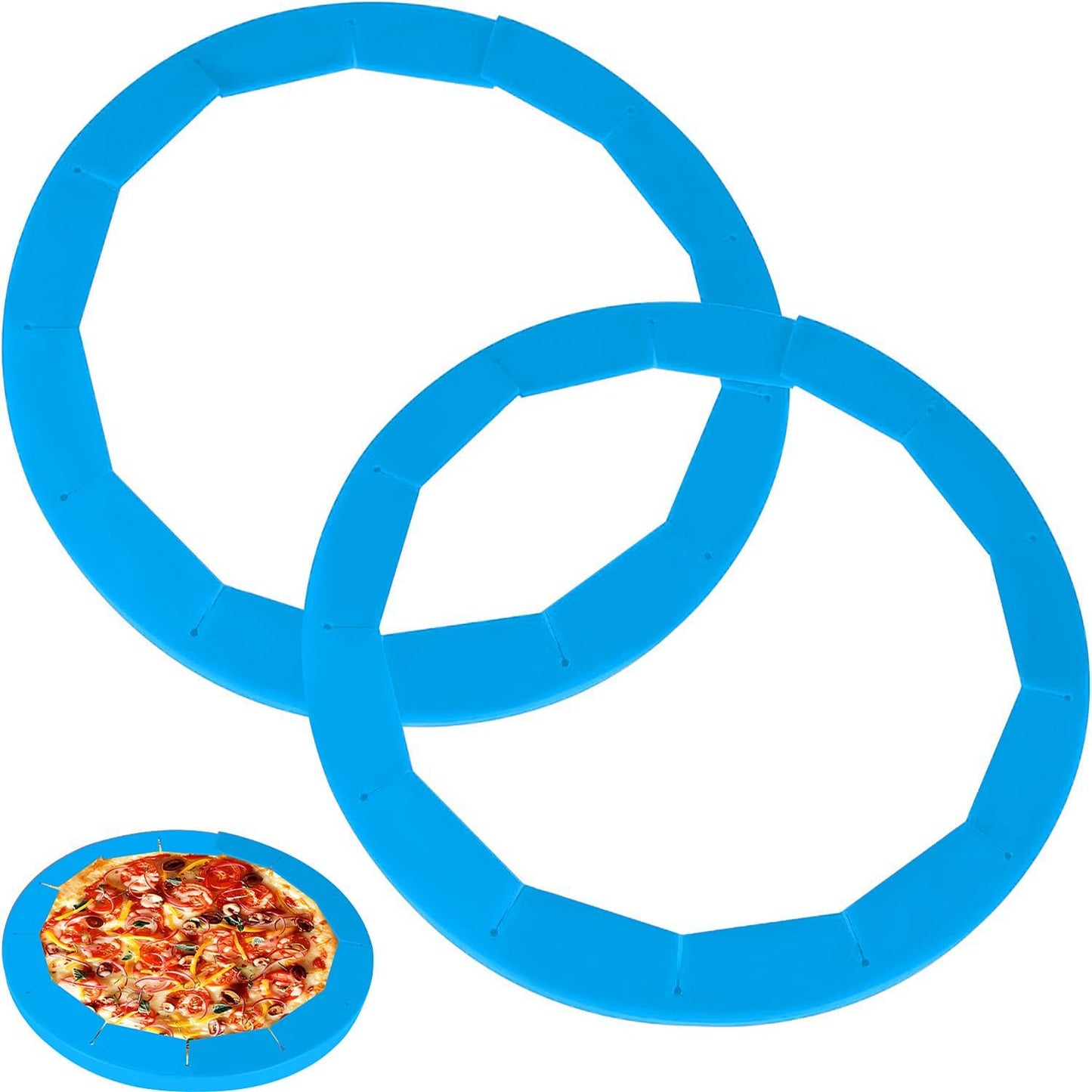2 Pack Adjustable Pie Crust Shield Silicone Protectors - Bake Crust Protector Cover - Fit 8-11.4 Inch Pies (Blue)