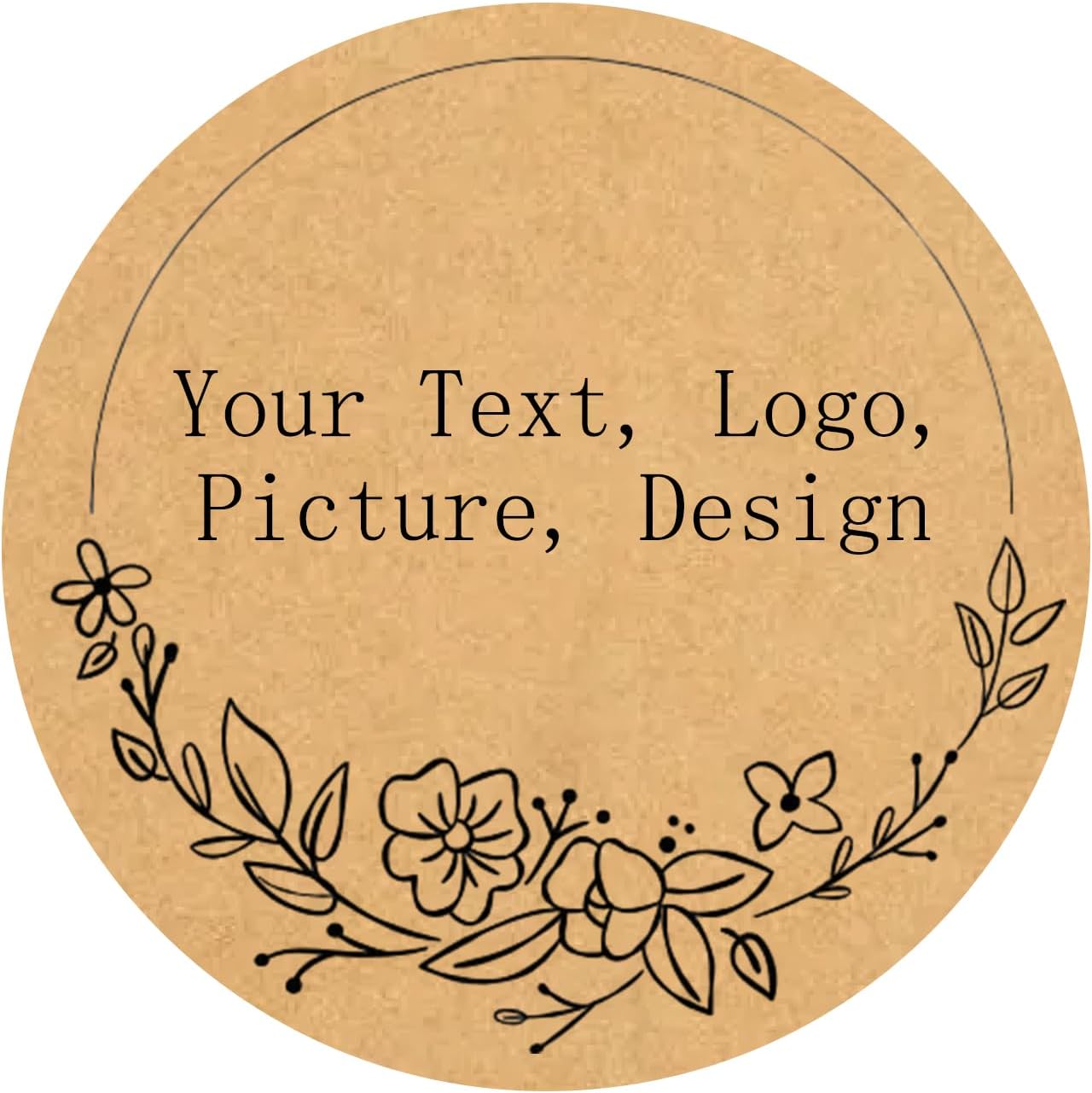 Custom Stickers Kraft Paper Labels Personalized Withe Text, Business Logo Customized Food Jars Labels Bakery Label Sticker Package Favor Canning Circle 100pcs (Style 15)