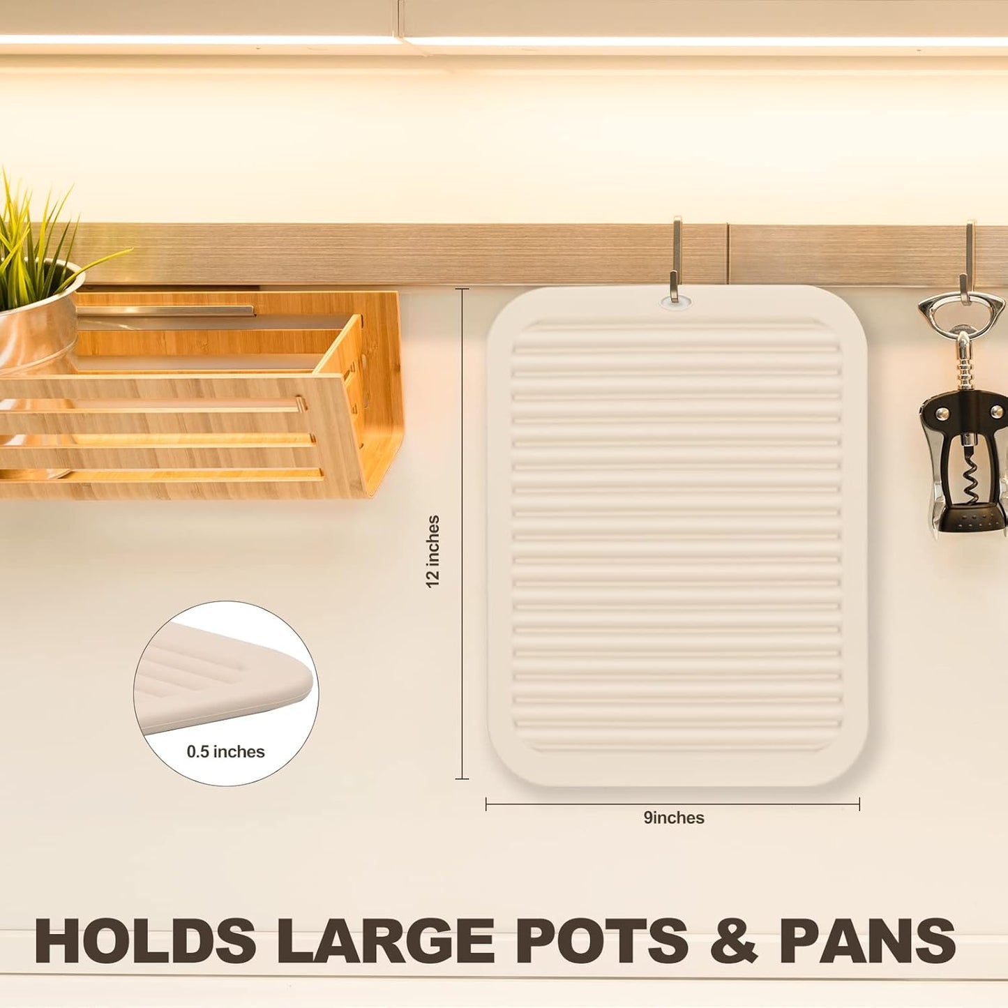 Joyhalo Trivets for Hot Dishes - Hot Pads for Kitchen, Silicone Trivets for Hot Pots and Pans, Hot Plates to Protect Table, Quartz Countertops Heat Resistance to 480°F, Set of 2, Khaki