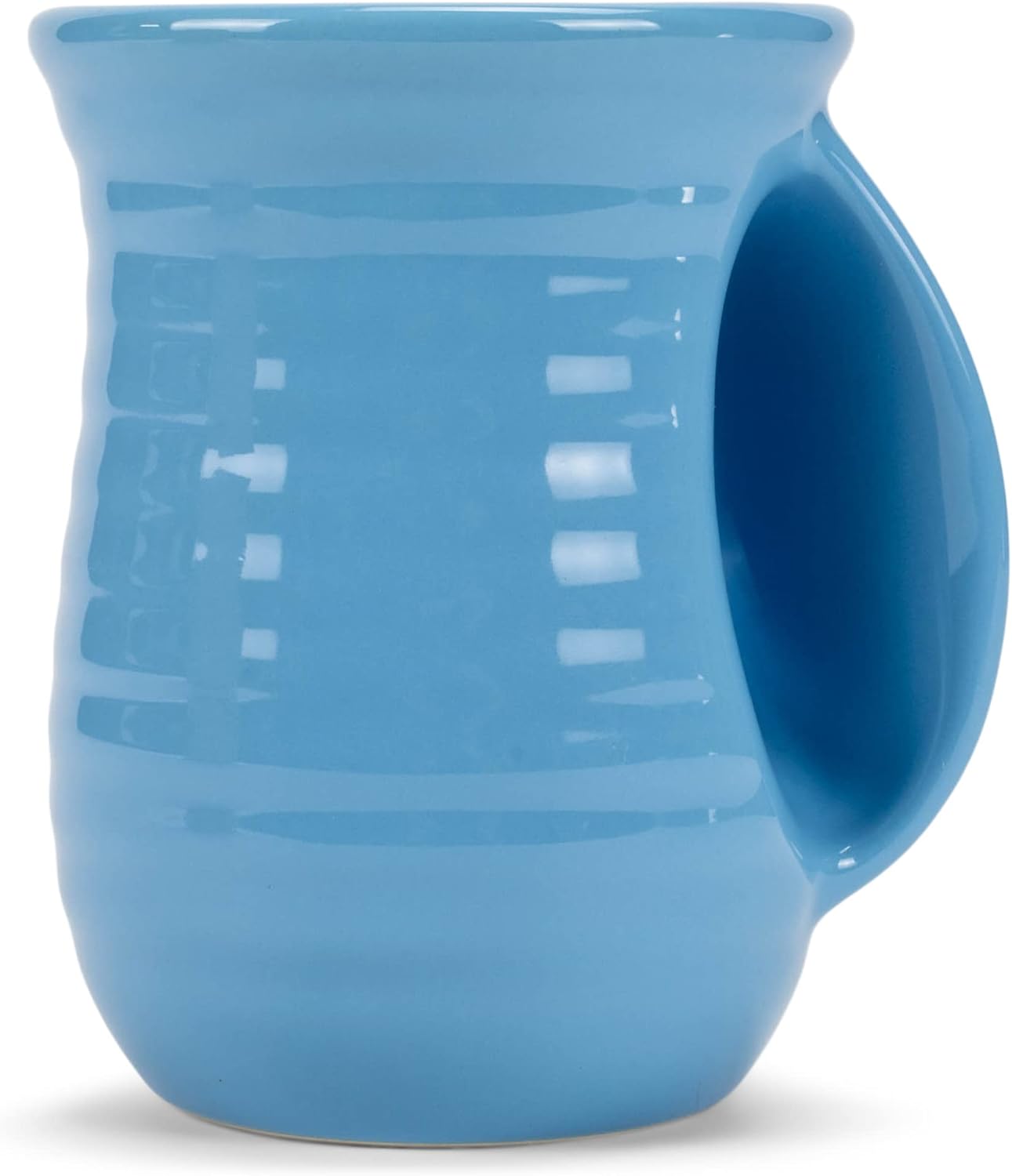 Elanze Designs Ribbed 14 ounce Ceramic Stoneware Handwarmer Mug, Ice Blue