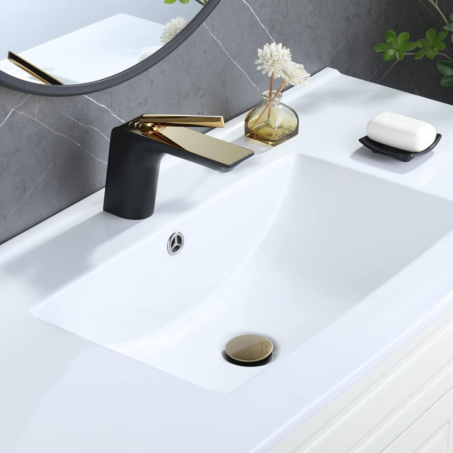 Bathroom Sink Drain, Pop Up Drain Stopper with Overflow, Lavatory Vanity Vessel Sink Drain Assembly, Brushed Gold