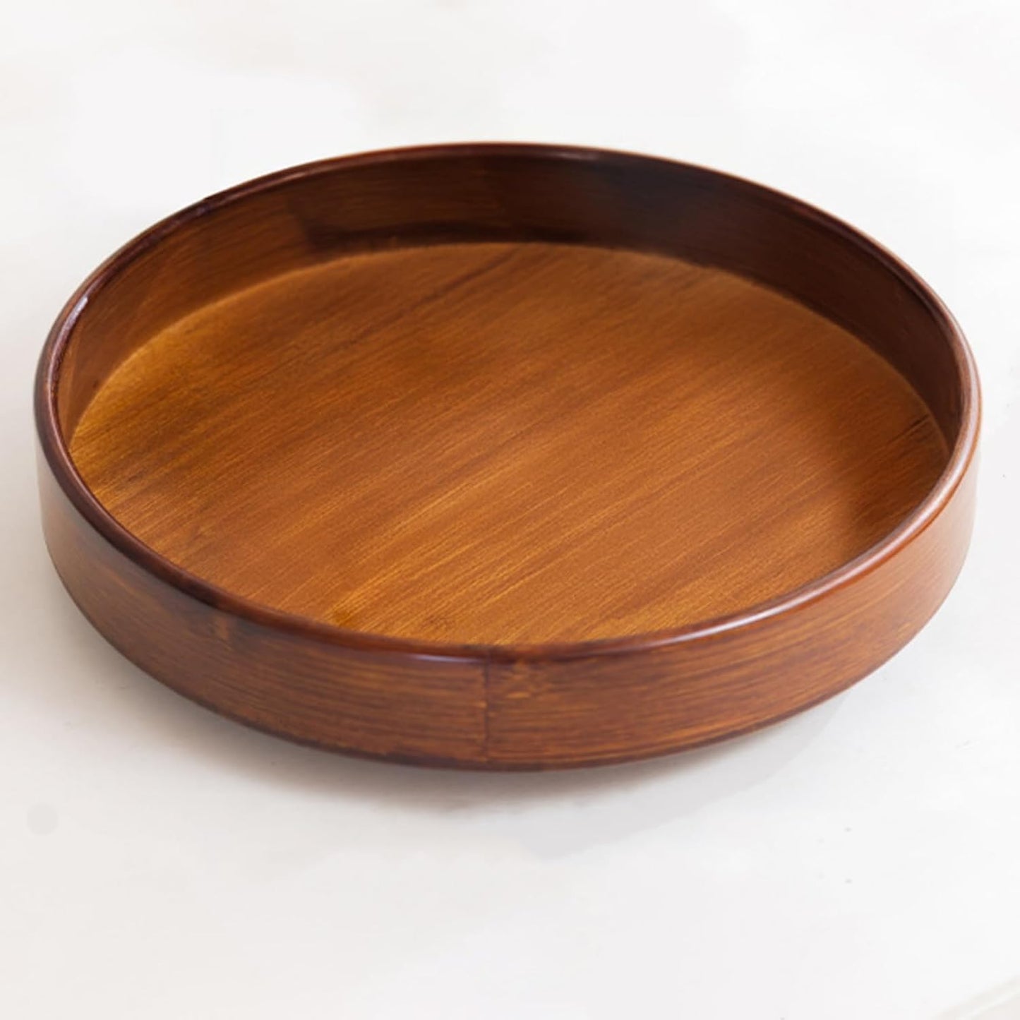 Bamboo Lazy Susan Organizer, 12'' Non-Skid Round Tray, Rotating Spice Rack, Condiment Oil Organizer, Large Lazy Susan Turntable for Cabinet, Kitchen, Bathroom, Table