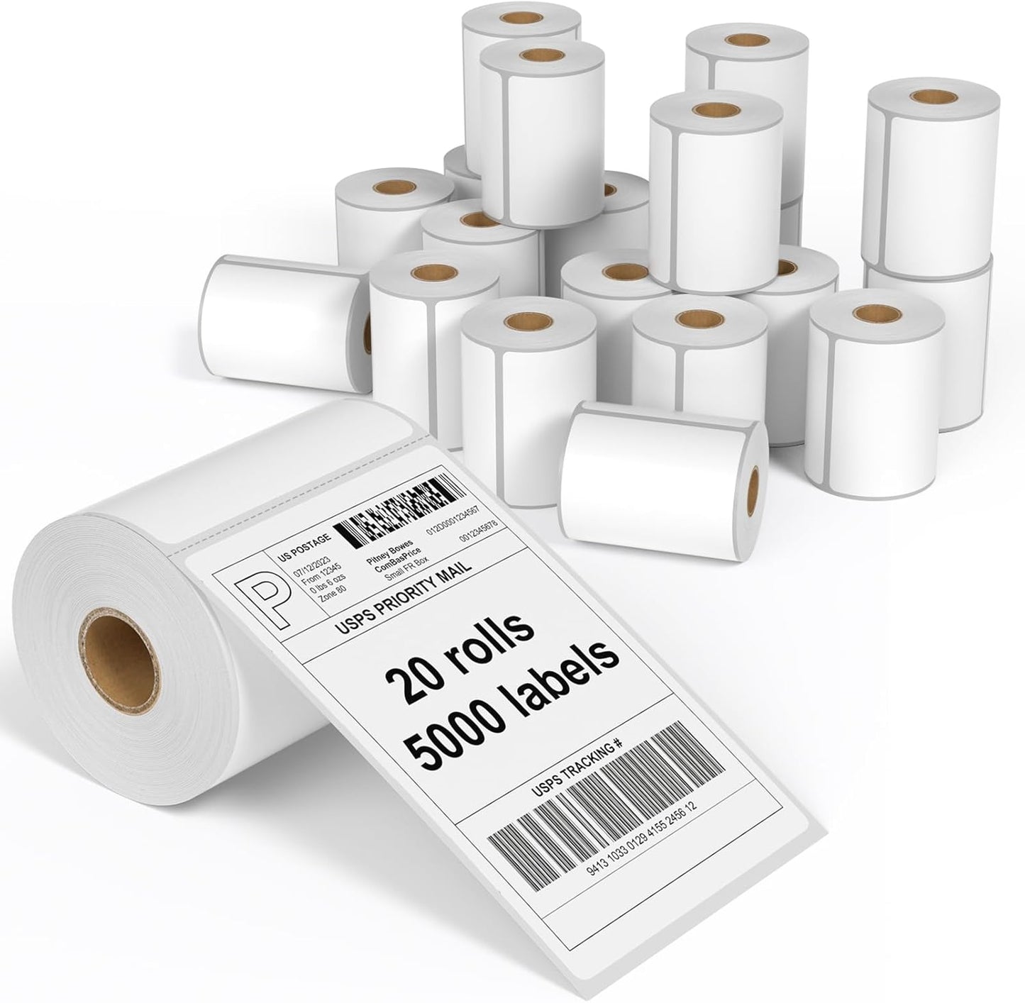 FungLam 4"X6" Thermal Shipping Labels, 5000 Labels, 20 Rolls, Compatible with Rollo, Munbyn, iDPRT Thermal Printers