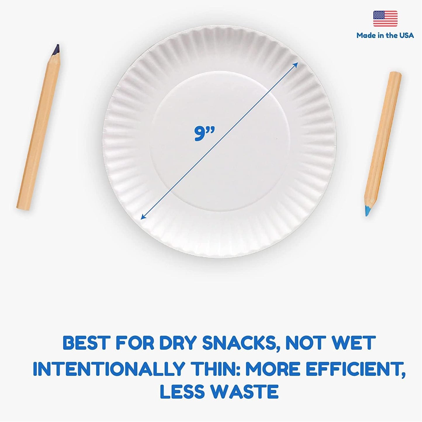 Hygloss Products 9" Uncoated White Paper Plates Bulk, 9 Inch, 300 pack, Disposable Plates For Food, Dessert Or Crafts