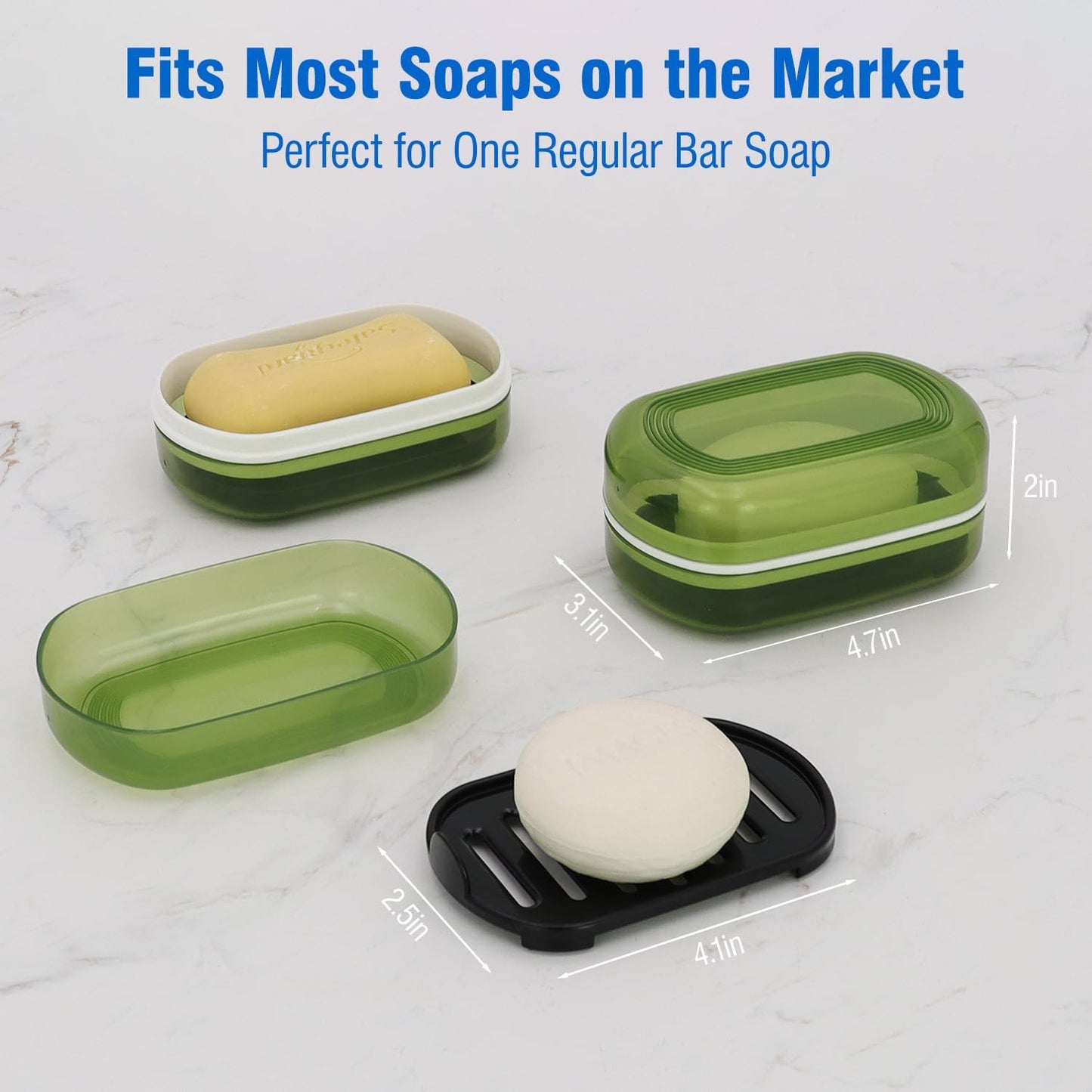 Soap Holder - Portable Travel Soap Case with Draining Layer - Perfect for Bathroom, Gym, Camping, Traveling (Green)
