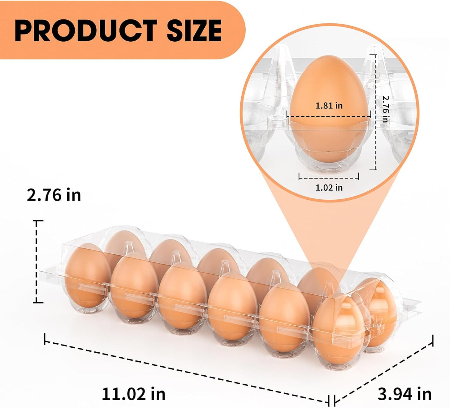 Egg Cartons Cheap Bulk 100 Pack, 1 Dozen Plastic Egg Carton for Refrigerator, Reusable Egg Container Holder for Storing, Sharing, Selling, Clear Egg Cartons for Home Ranch Farm Market-2x6 Grids