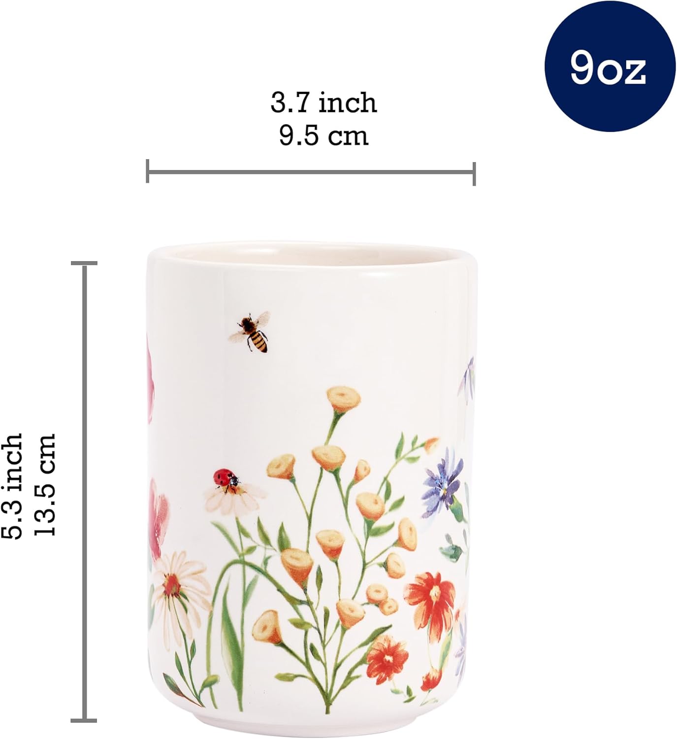 Bico Summer Provence Ceramic Utensil Holder Set of 2, Ceramic Kitchen Utensil Crocks for Countertop, Large Cooking Tool Holder Counter Decor, Spatula Organizer