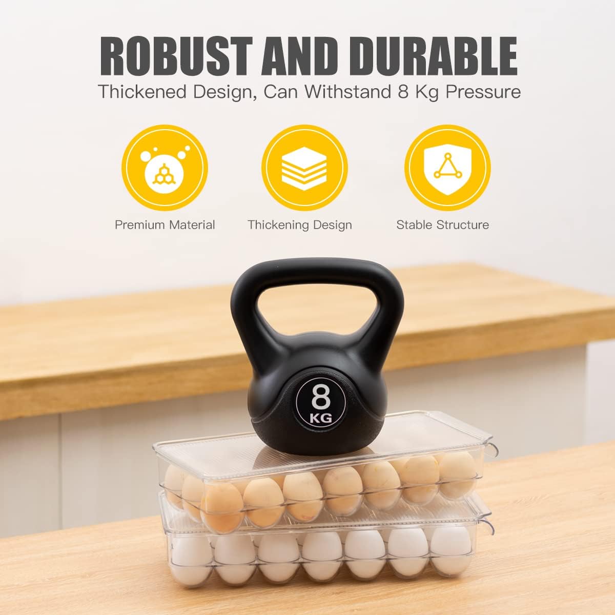 cutesun Egg Holder for Fridge, egg container for refrigerator, 2 Pack Egg Tray for Refrigerator with Lid, Plastic Container for Organizer Bins Holds 42 Eggs (2Packs, 42)