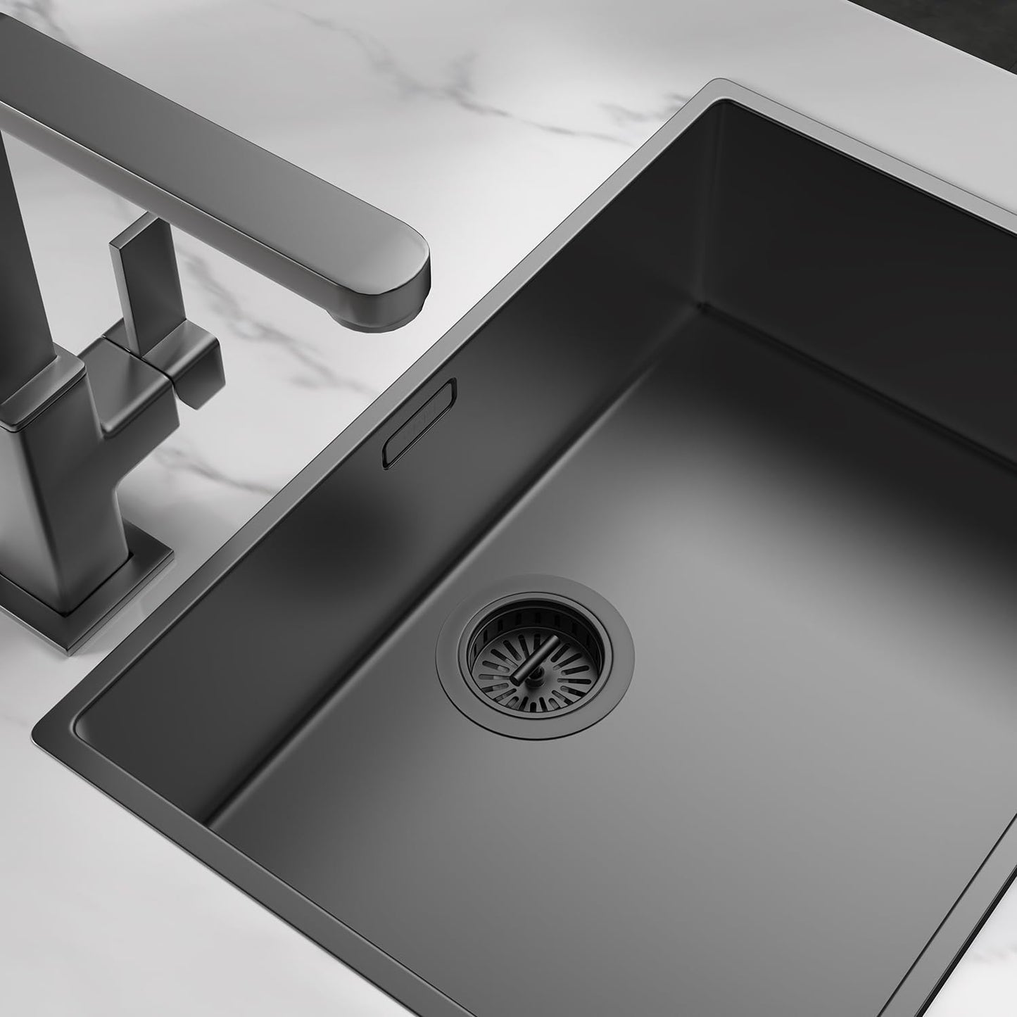 KONE Kitchen Sink Stopper Strainer Replacement for KONE 9171 Standard 3-1/2 Inch Spin and Seal Drains with Threaded Stopper Function, Stainless Steel Black Twist Lock Basket Strainer Replacement