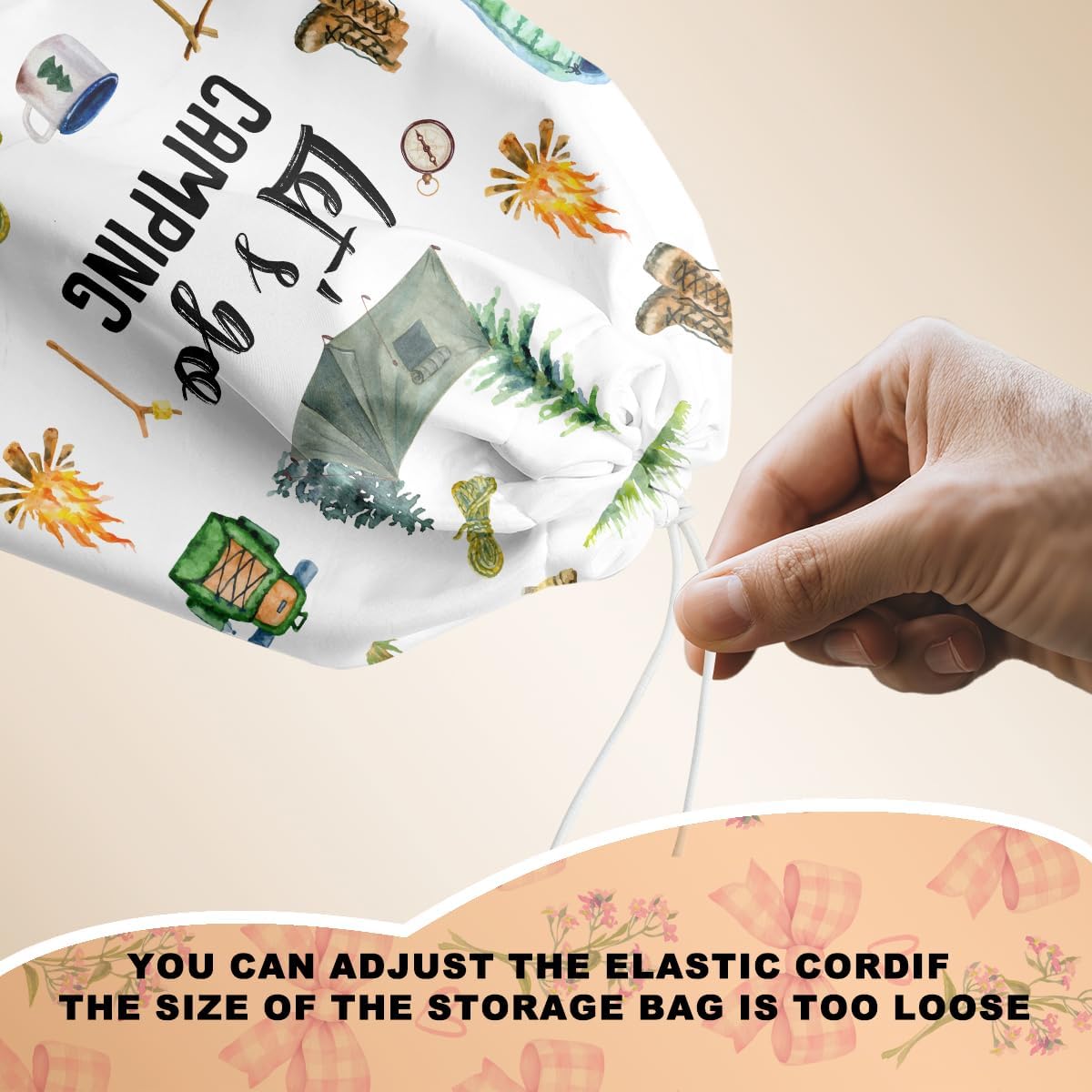 Camping Plastic Bag Holder, Wall Mount Trash Bag Holder, Tent Rv Bonfire Large Reusable Grocery Bags Organizer Storage Dispenser for Camp Kitchen Pantry, Camping Gifts for Women Men Camper