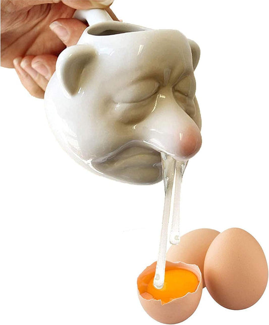 Egg Yolk Separator, Egg separator For Raw Eggs, Red Nose Ceramic Funny Egg Yolk White Separator, for Household Bakery Baking Liquid Separation Kitchen Separator Divider Egg Tools