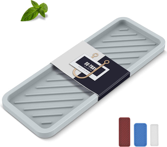 EG-SIPRO Silicone Sponge Holder, Extra Large 12" Kitchen Sink Organizer Tray, Sponge Caddy, Dish Soap Holder, Scrubber, Soap Dispenser, Scouring Pad