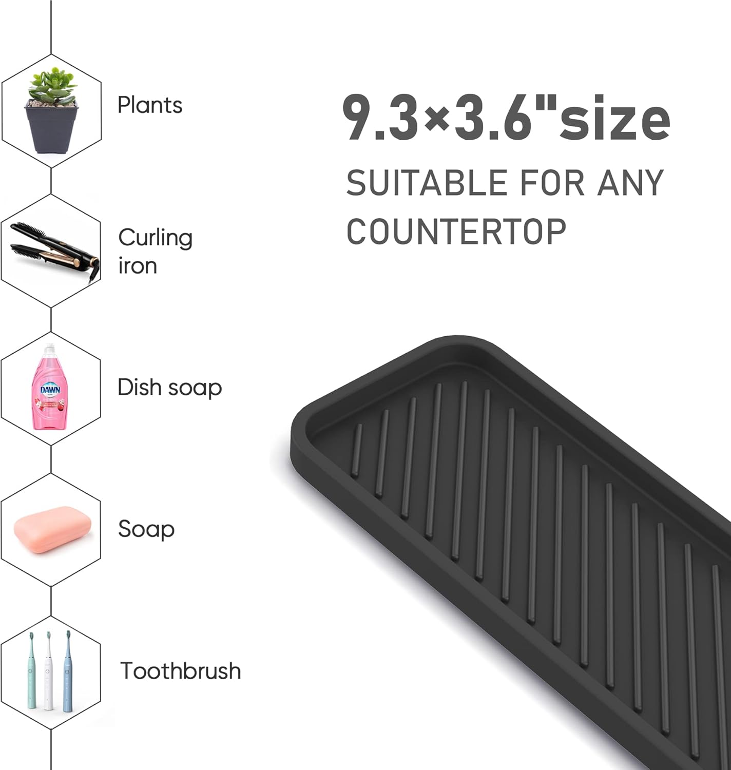 EG-SIPRO Silicone Sponge Holder,Kitchen Sink Organizer Tray Kitchen Soap Tray Soap Sponge Holder for Bathroom Counter Sponge Caddy Dish Soap for Scrubber,Soap Dispenser,Scouring Pad