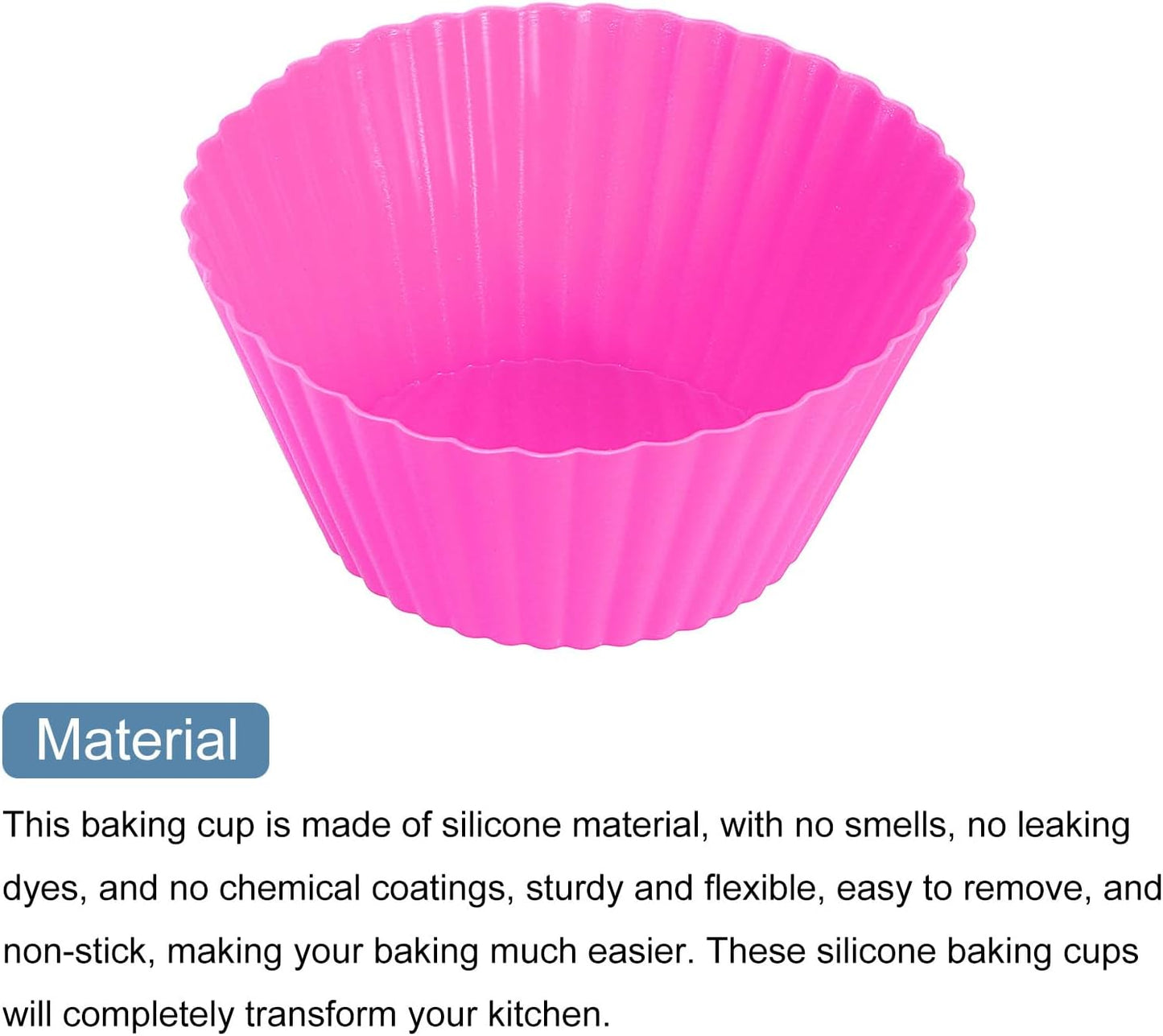 uxcell 36Pcs Silicone Cupcake Liners, Non-Stick Baking Cups, for Cooking Eggs, Baking Muffins and Make a Cake(Rose Red)