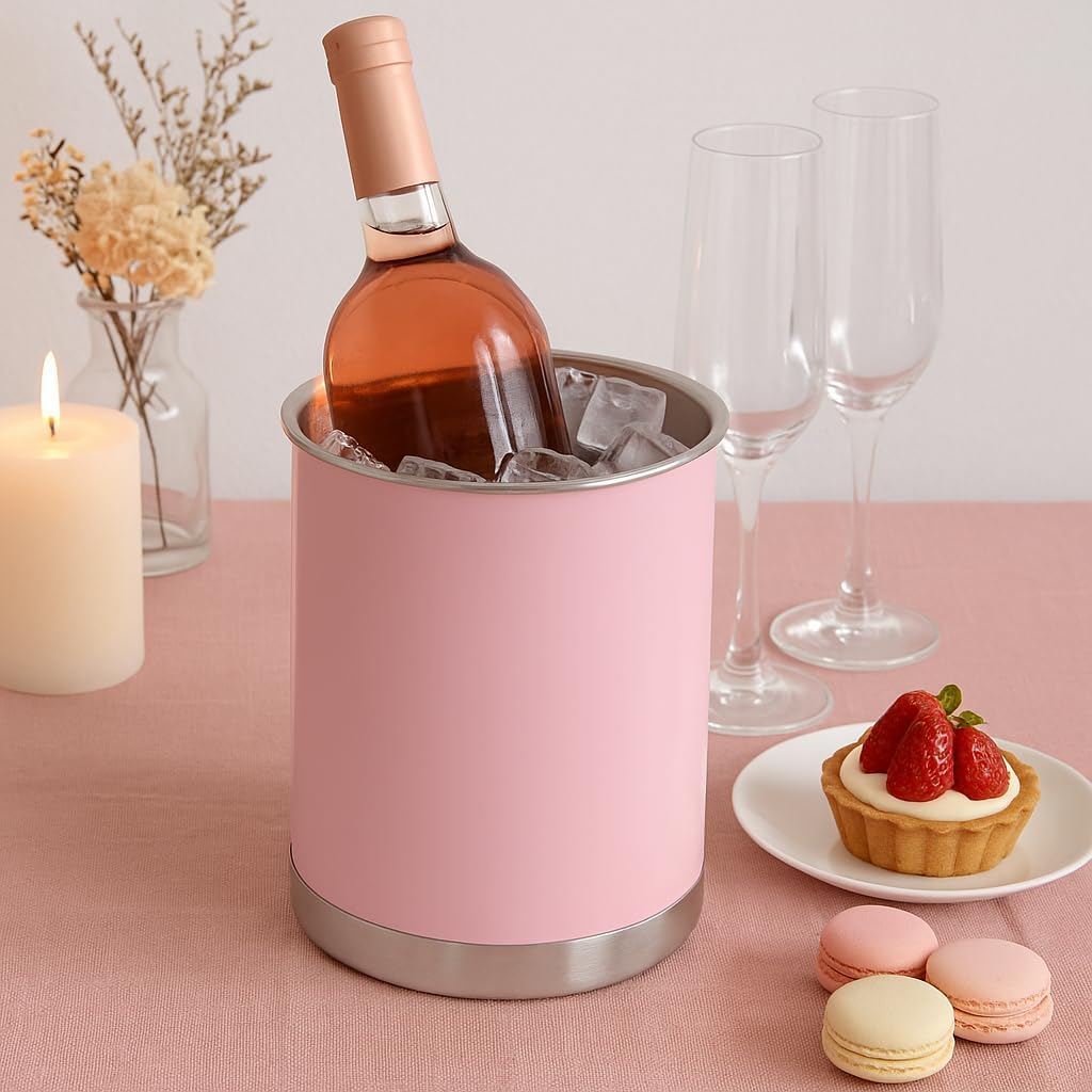 Creative Home Stainless Steel Utensil Holder– 6.3" Large Cooking Tool Organizer for Kitchen Decor and Countertop Storage, Stable Anti-Tip Design, Durable Powder-Coated Finish, Pink