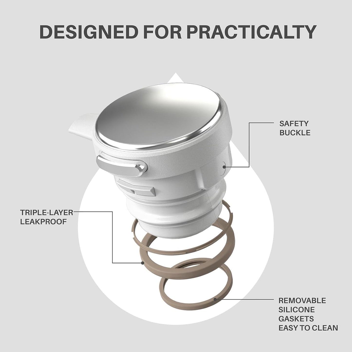 IDEUS Thermal Coffee Carafe 68oz (2,000ml), Stainless Steel Double Wall Insulated Vacuum Flask, Water Jug Coffee Server and Beverage Dispenser, Heat and Cold Retention (White-Silver, 68oz (2,000ml))