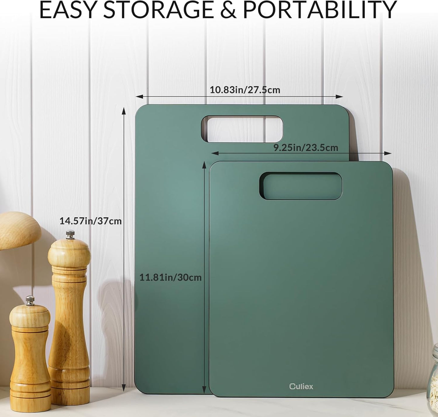 Cutting Boards for Kitchen [Set of 2], Wood Fiber Composite Cutting Board, Dishwasher Safe, Non Slip Non Toxic Chopping Board for Meat Vegetables Fruit Cheese - Green