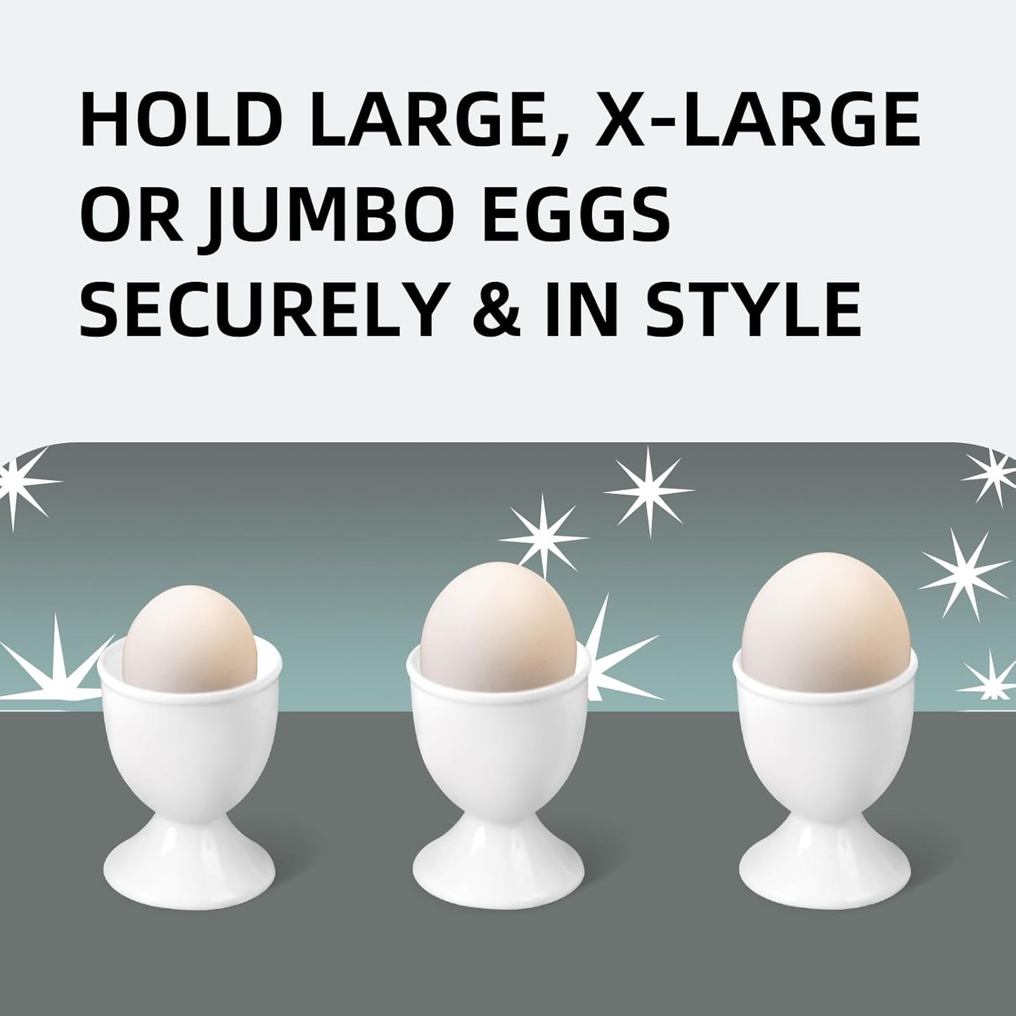 Cinf White Ceramic Egg Cups & Cracker Set | Set of 6 Ceramic Egg Cups + 6 SS Spoons + 1 Egg Topper Breakfast Boiled Cooking Easy to Clean Childhood Memories Kitchen