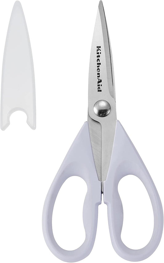 KitchenAid All Purpose Kitchen Shears with Protective Sheath Durable Stainless Steel Scissors, Dishwasher Safe, Soft Grip Comfort Handle, 8.72 Inch, Lavendar Cream