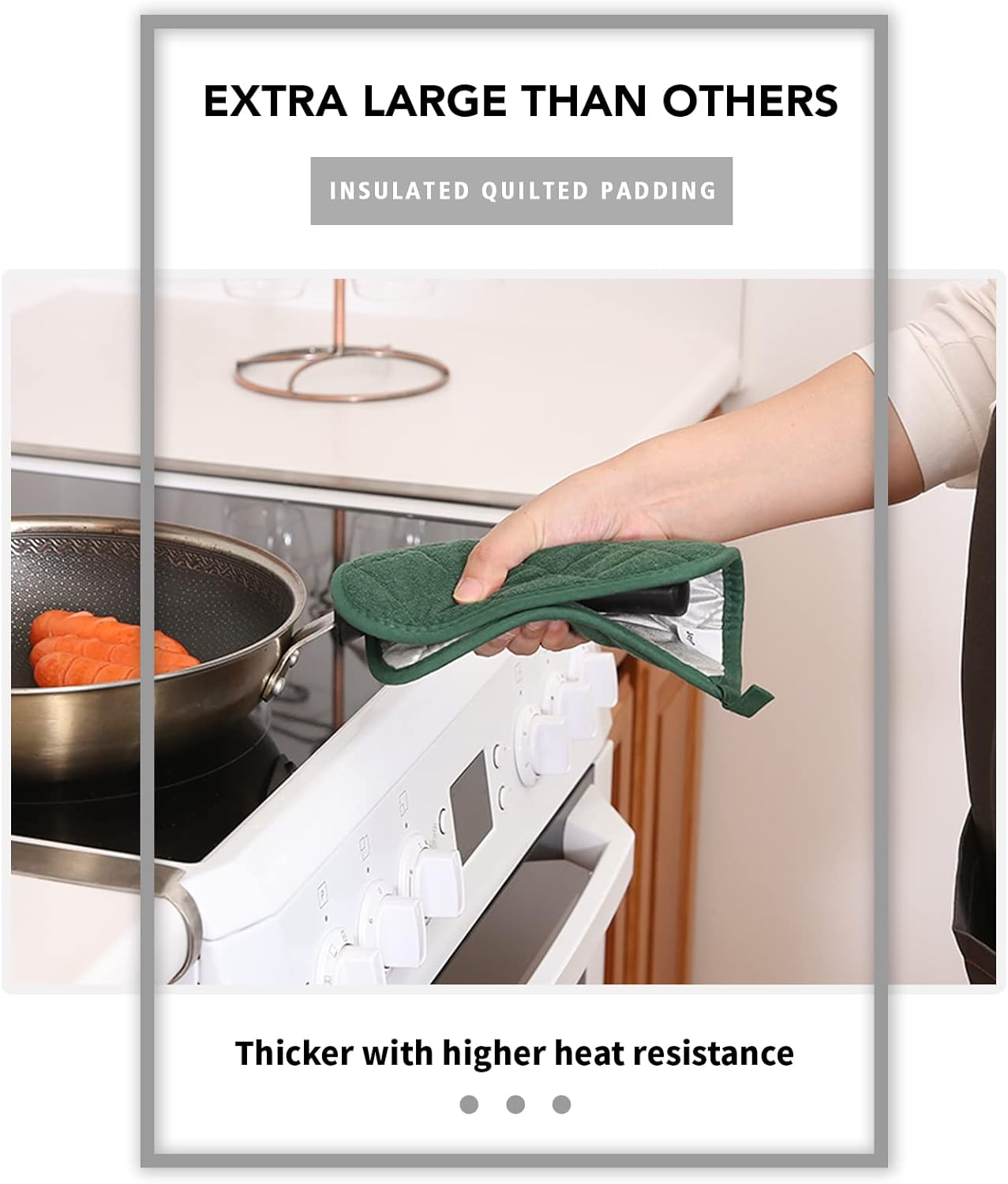 Joyhalo 6 Pack Pot Holders for Kitchen,Cotton Oven Holder with Great Heat Resistance,Non Slip Hot Pads for Kitchen Clearance,Dark Green