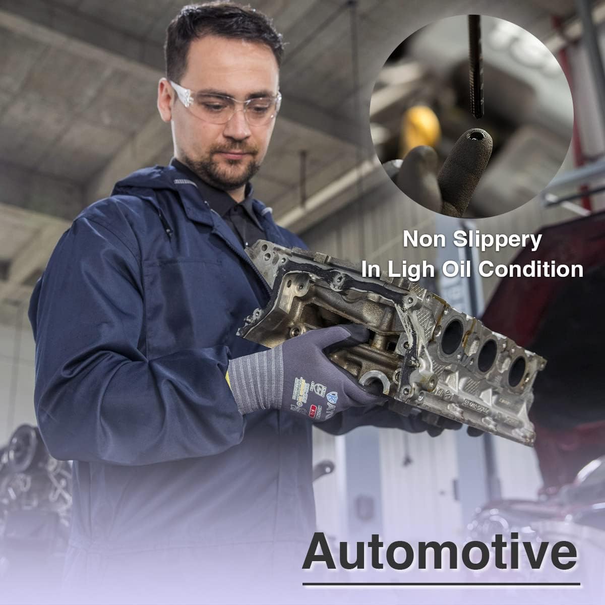 KAYGO Safety Work Gloves MicroFoam Nitrile Coated, 60 Pairs KG18NB,Seamless Knit Nylon Glove for Men and Women, Ideal for Automotive,Warehouse,Construction (X-Large,Gray)