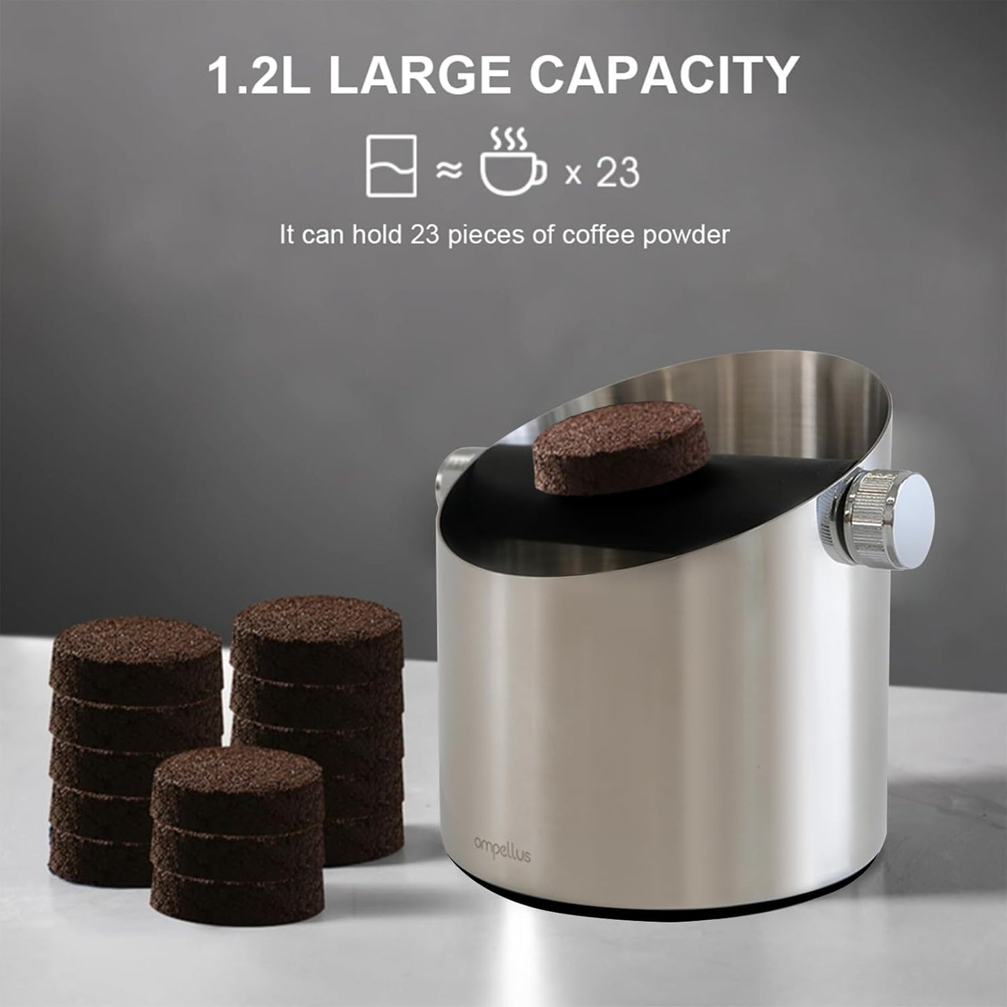 Espresso Knock Box, Large Capacity & Non-Slip Base Coffee Knock Box, Barista Tools, Espresso Machine Accessories (White)