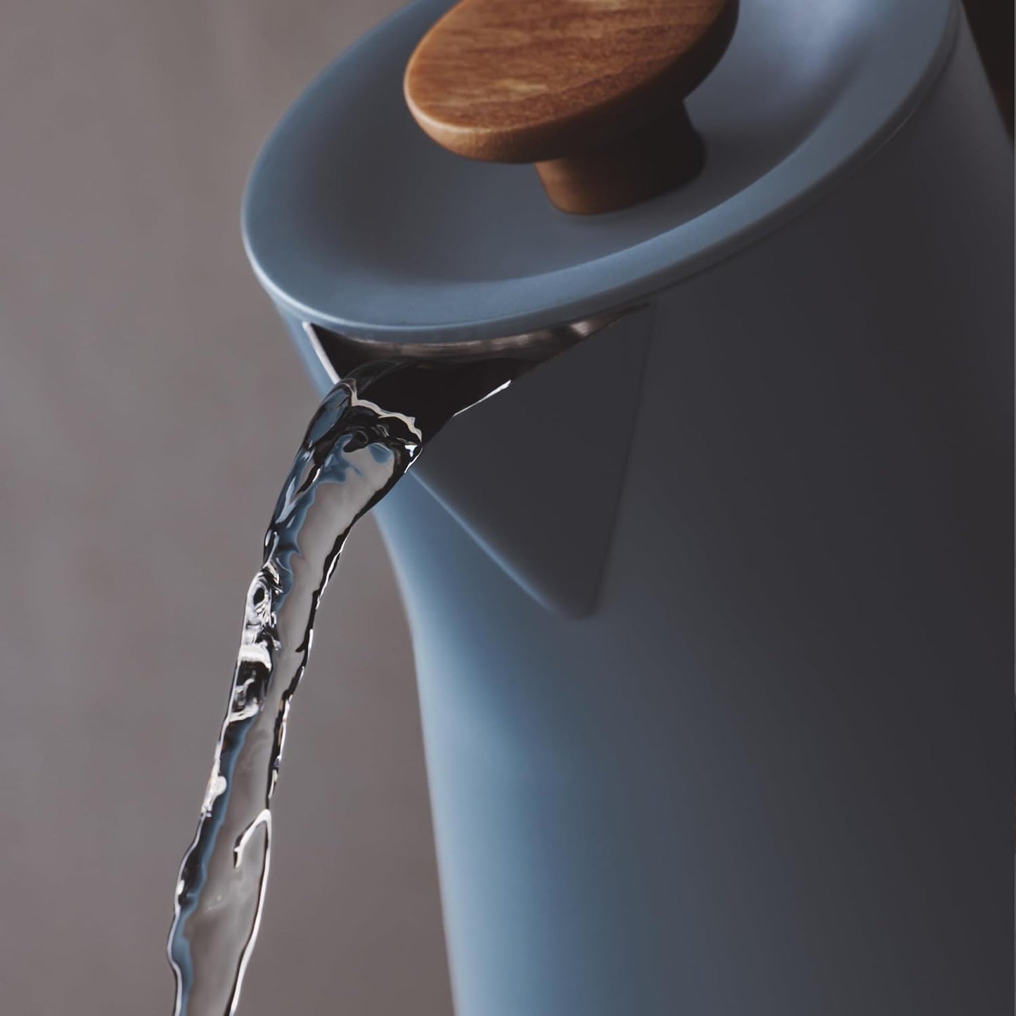 Fellow Corvo EKG Pro Electric Tea Kettle - Quick Heating, Precise Temperature Control Electric Kettle, Scheduling, Built-in Brew Timer for Boiling Water - Hazy Blue with Maple Handle - 0.9 Liter