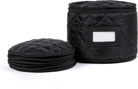 Covermates Keepsakes - Dish Storage - Padded Protection - ID Window - Stain Resistant - Machine Washable - China Storage, Black