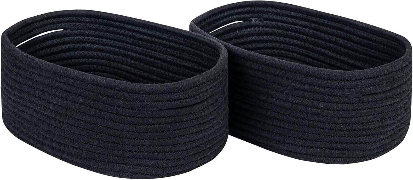 CubesLand Cute Black Basket Bins,Small Woven Storage Baskets for Shelf,Baby Nursery Basket Bin,Cube Organizer Basket Bin,Soft Toys Storage Basket,Home Decor Organization Bins 12 x 8 x 5 inches