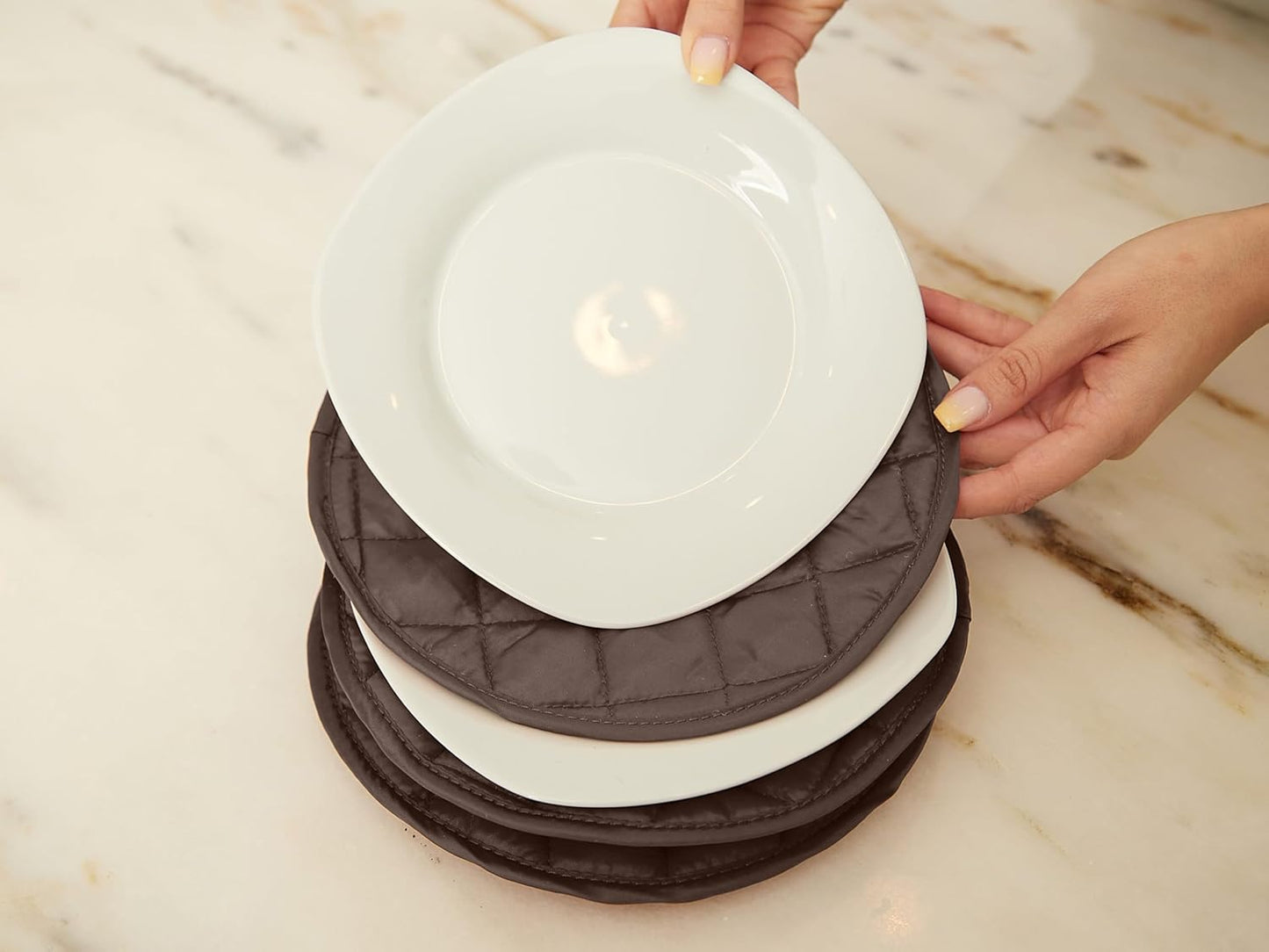 Covermates Keepsakes - Quilted Divider Set - Set of 4 - Scratch & Breakage Protection - Stain Resistant - Machine Washable - China Storage, Bronze