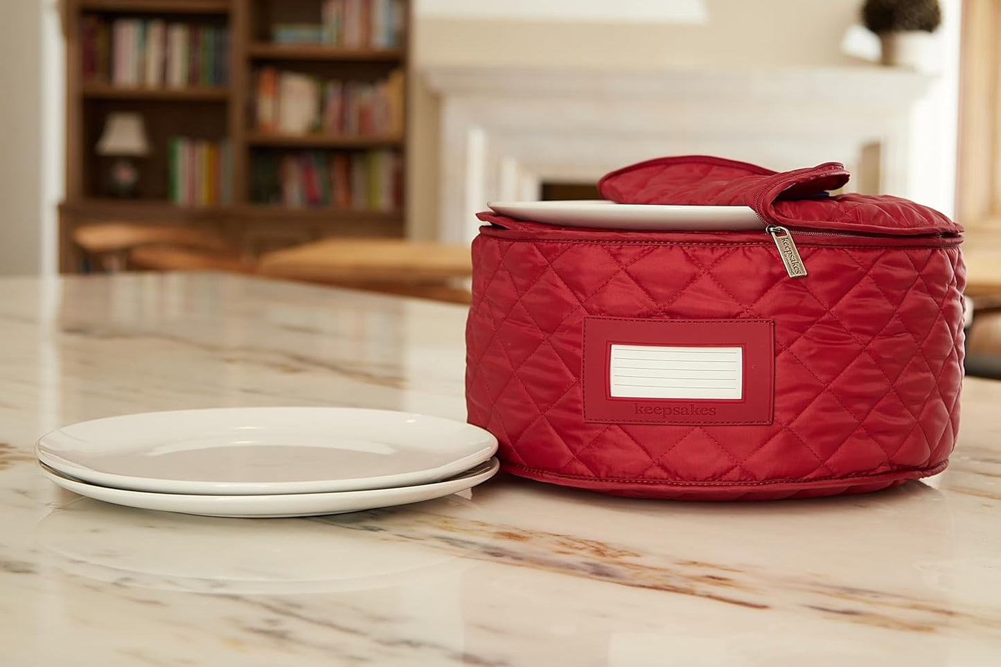 Covermates Keepsakes - Dish Storage - Padded Protection - ID Window - Stain Resistant - Machine Washable - China Storage, Red