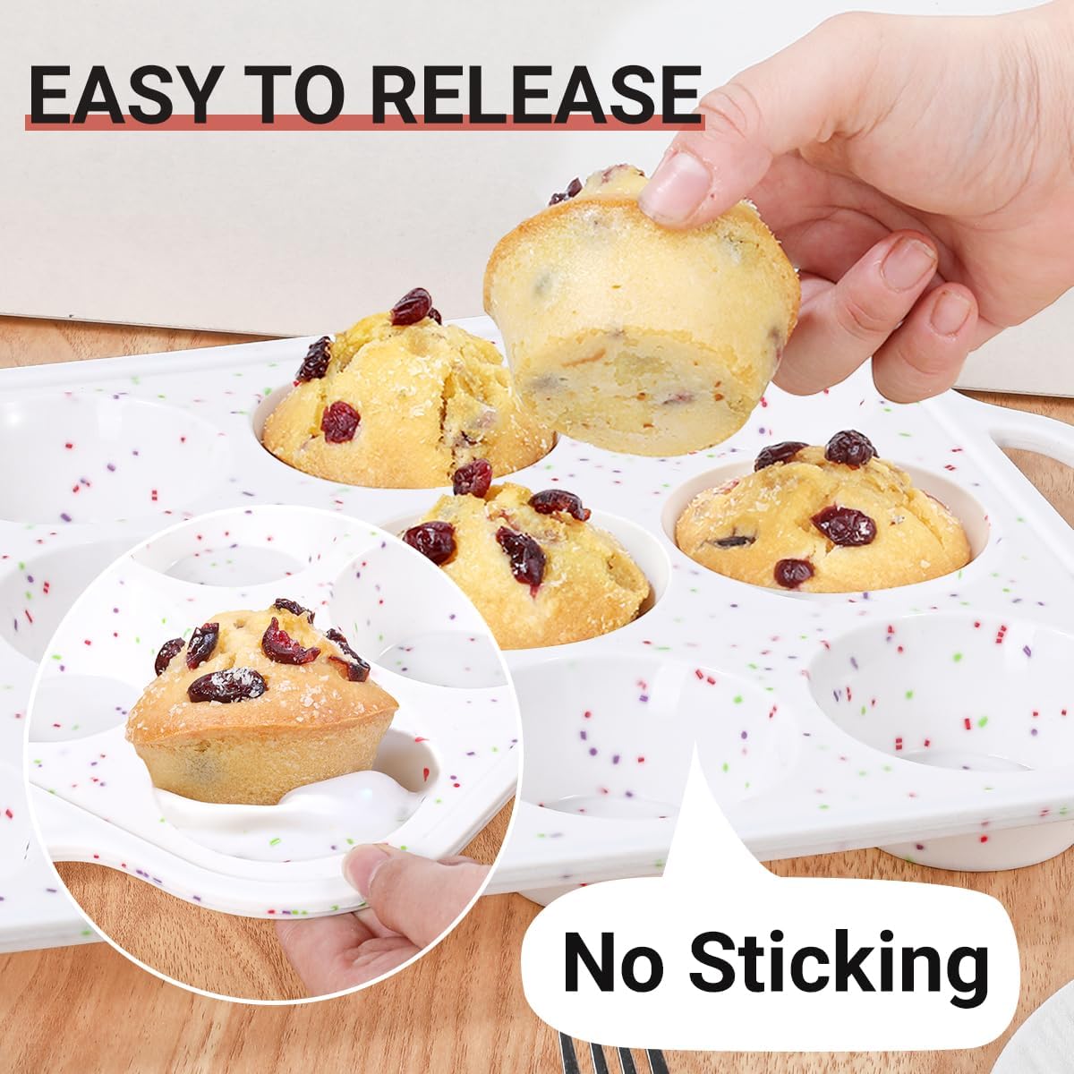 12 Cups & 24 Cups Silicone Muffin Pan with Metal Frame, Regular & Mini Muffin Pan Set for Baking 2 Pack