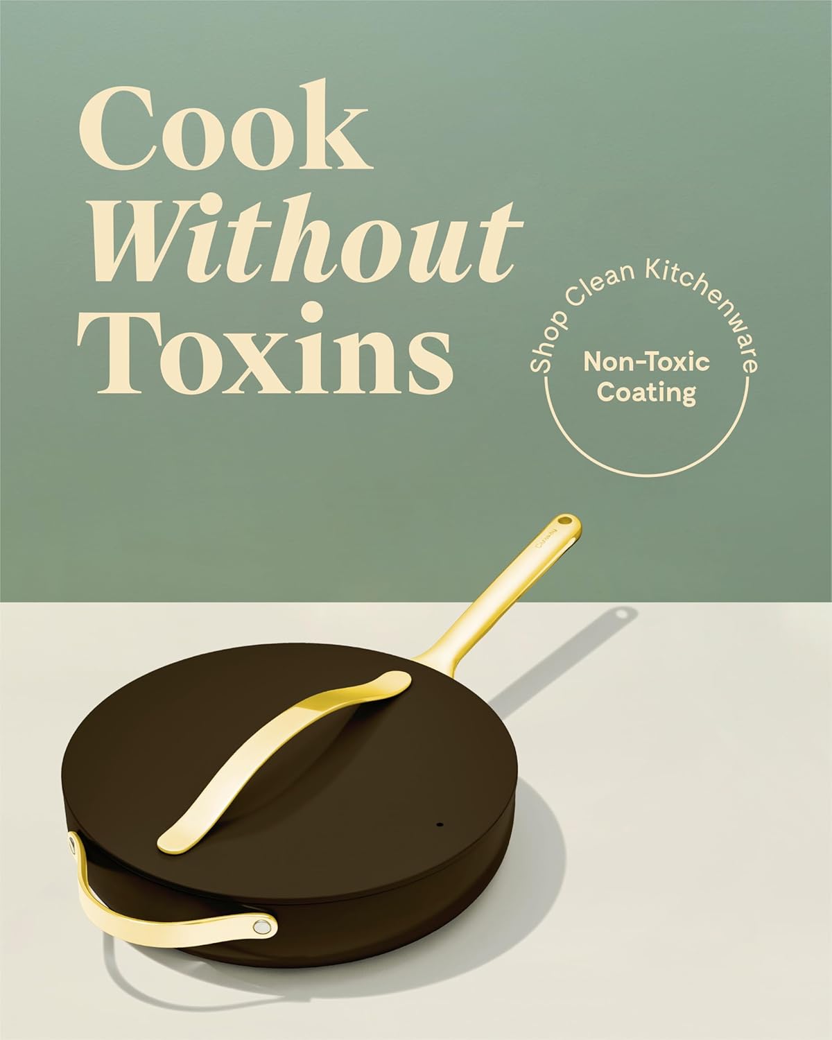 Caraway Nonstick Ceramic Sauté Pan with Lid (4.5 qt, 11.8") - Non Toxic, PTFE & PFOA Free - Oven Safe & Compatible with All Stovetops (Gas, Electric & Induction) - Black