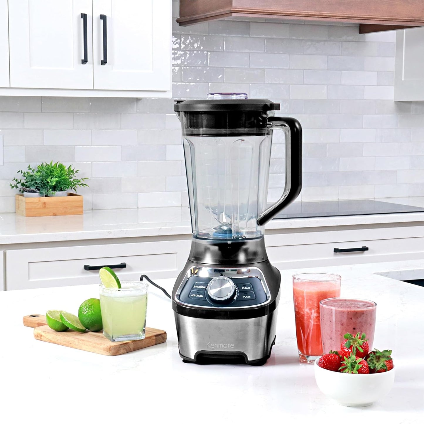 Kenmore Countertop Blender - Electric Mixer, Frozen Smoothie, Shakes, Milkshake, Puree Maker, Licuadora Grinder Kitchen Appliance With Ice Crush & Pulse Function, Dishwasher Safe Glass Pitcher, Black