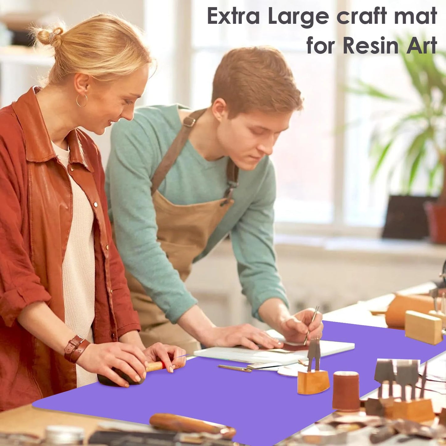 Extra Large Silicone Mats For Kitchen Counter, 27.6'' x 19.7'' Nonskid Silicone Placemats for Kids, Nonstick Purple Silicone Mat for Baking Crafts, Silicone Dab Mat Heat Resistant, 1Pack