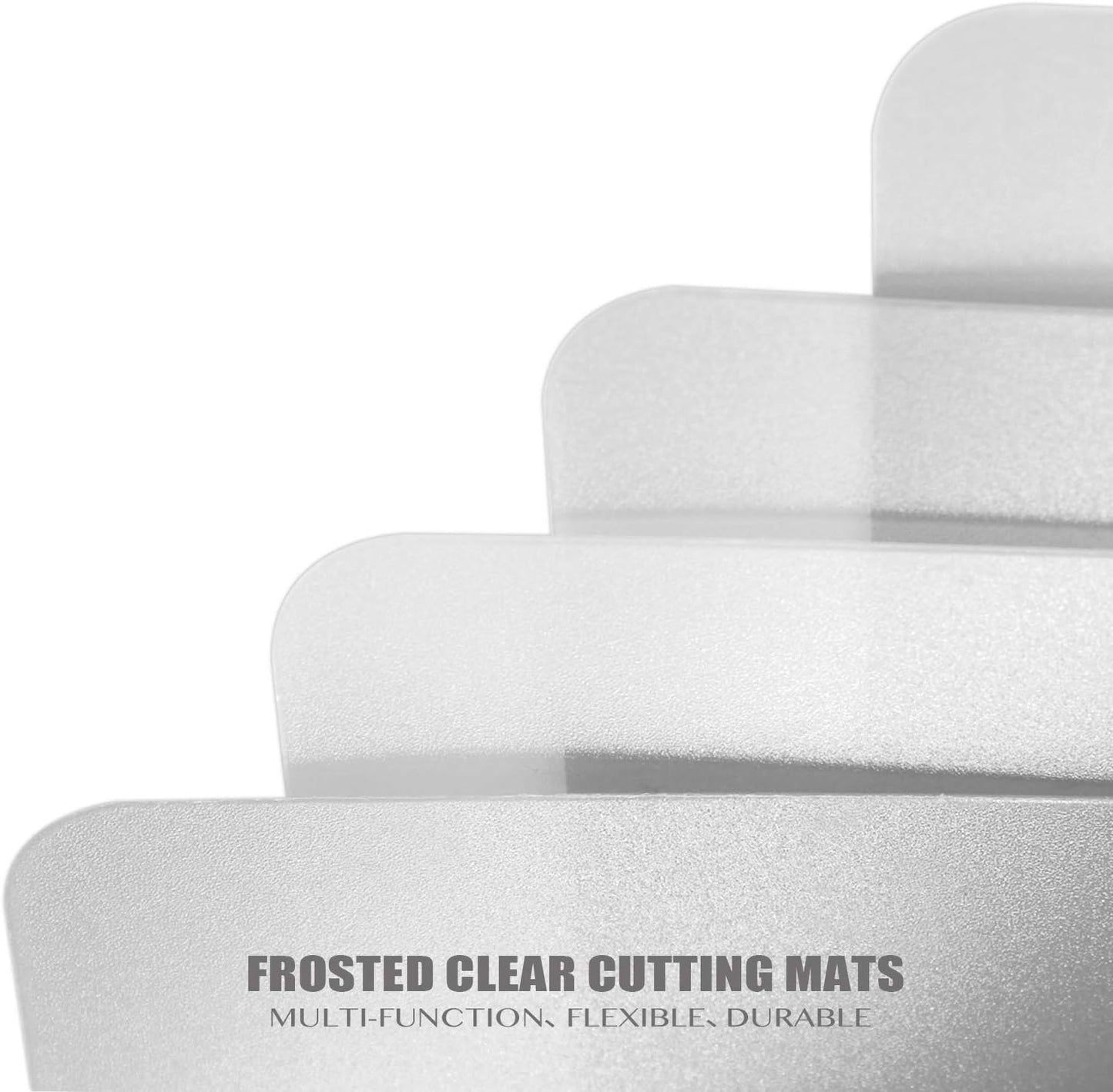Fotouzy Plastic Cutting Board Set of 7, Frosted Clear Flexible Cutting Mats, BPA-Free, Non-Porous, Dishwasher Safe, Transparent