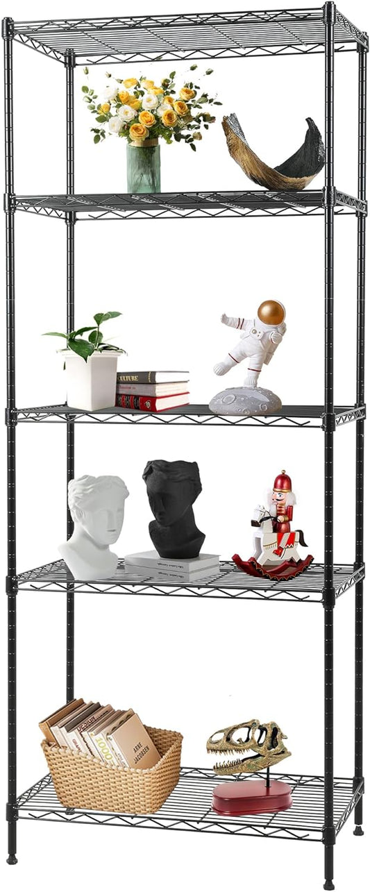 FDW Shelves,Wire Shelving Utility Storage Shelves Shelving Unit NSF Certified Height Adjustable Metal 5 Tier Shelves Easy Assembly 24" L x 14" W x 59" H,Black