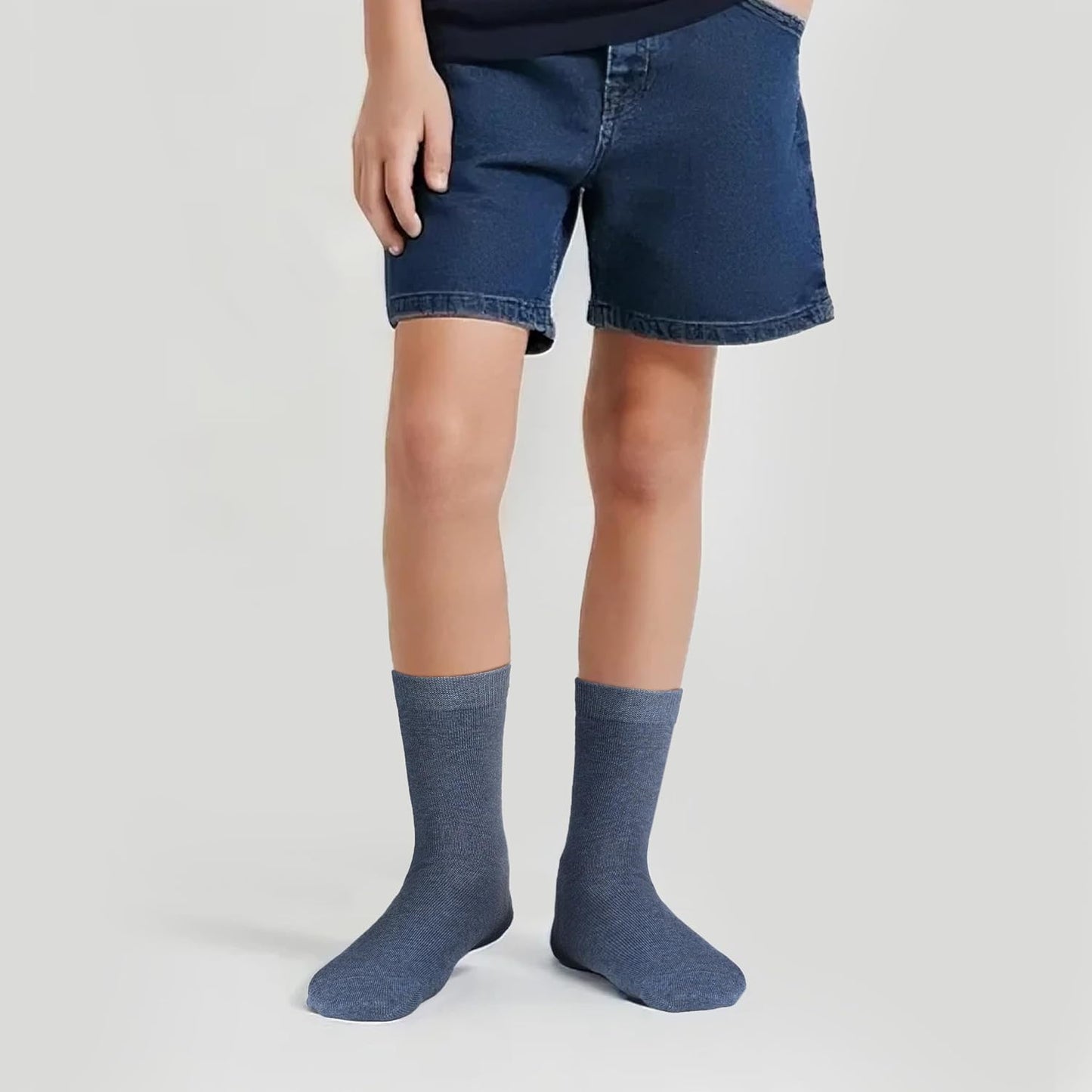 COTTON DAY Unisex Little Kids Youth Boys Girls Soft Cotton Crew Dress Socks Seamless Toe Black White Gray Navy 6 Pack