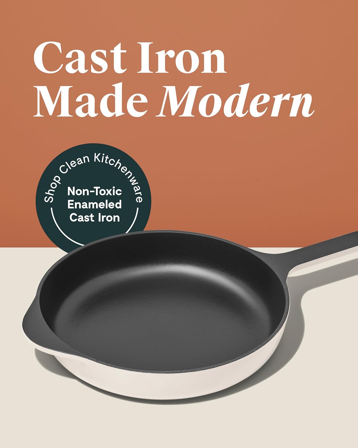 Caraway Cast Iron Skillet - 10.5” Enameled Cast Iron Pan With 3 Layer Enamel Coating - No Seasoning Required - Compatible With All Stovetops - Free From Forever Chemicals - Charcoal