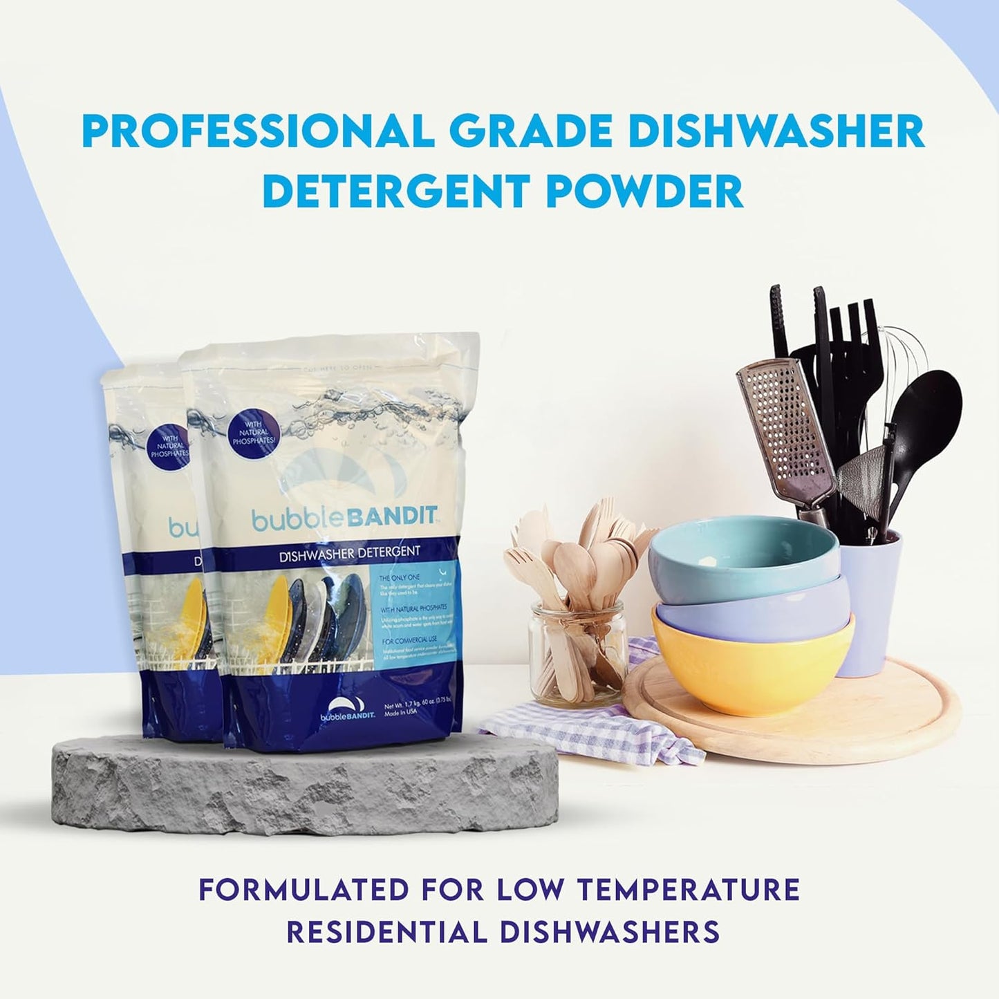 Dishwasher Powder Detergent with Phosphate(Pack of 2). The Best Dishwasher Detergent for Spotless Dishes in Hard Water! ALL-IN-ONE (Soak, Wash & Rinse),(7.5 lbs.)